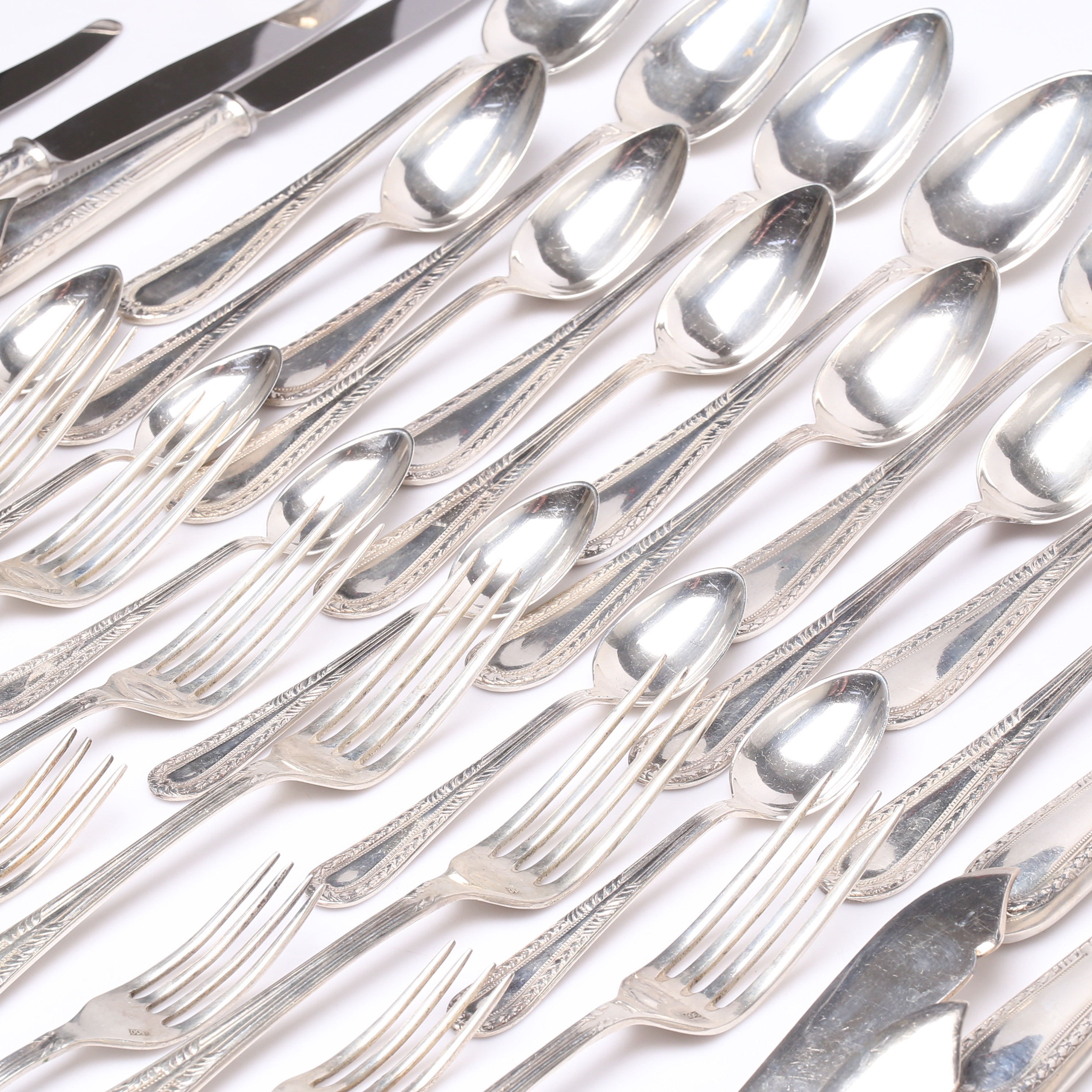 BESTICKUPPSÄTTNING, silver, 69 delar, Turkiet, total vikt ca 4454 gram.