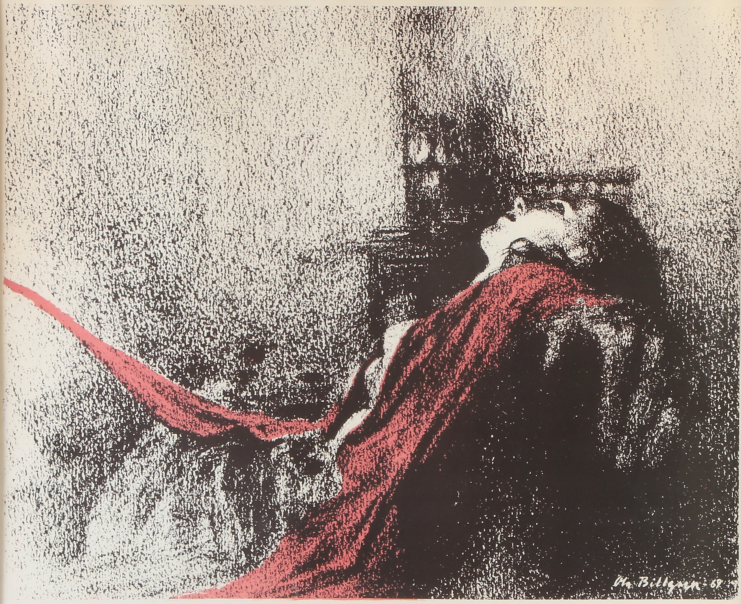 OLA BILLGREN. Serigrafi. Sovande kvinna. Signerad i trycket.