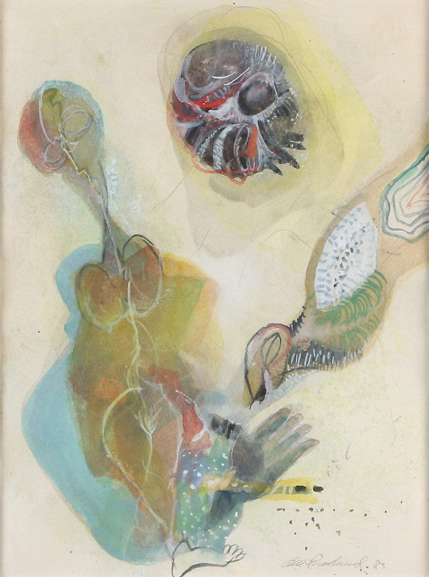 OLLE SVANLUND. Blandteknik. Komposition. Signerad.