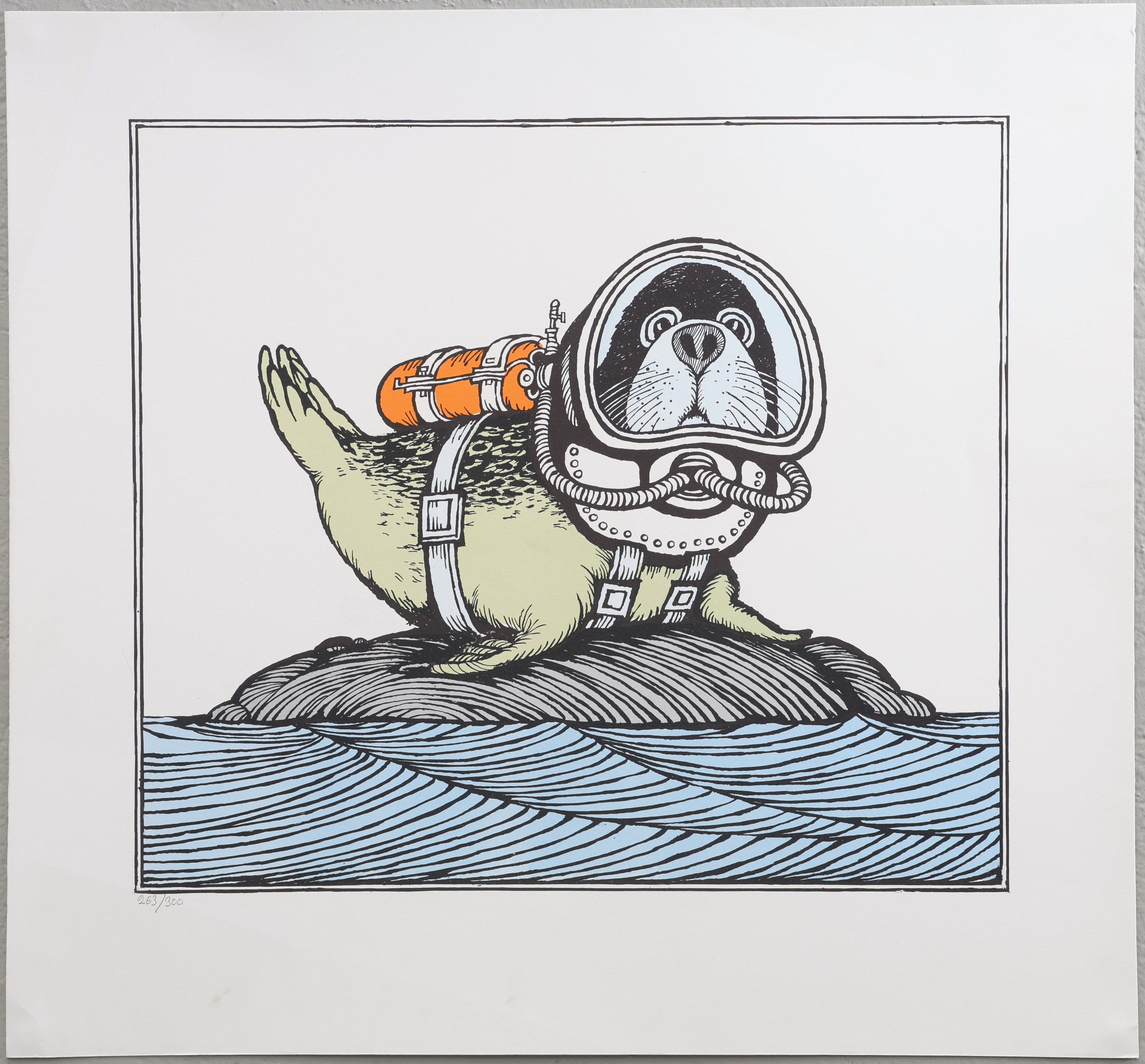 EWERT KARLSSON. Litografi, "Östersjösäl", numrerad 263/300.