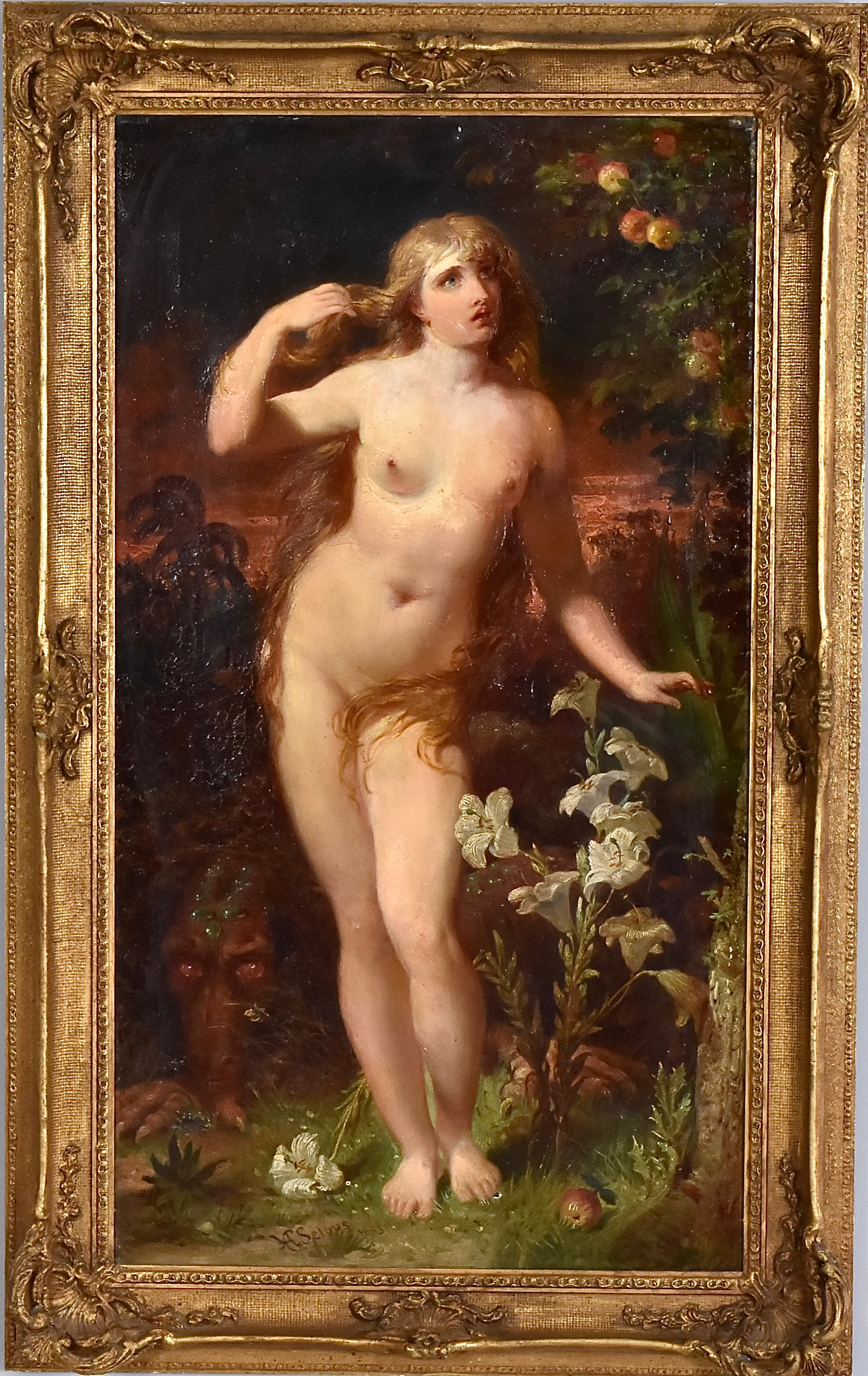HENRY COURTNEY SELOUS. oljemålning på duk, Eva i paradiset.