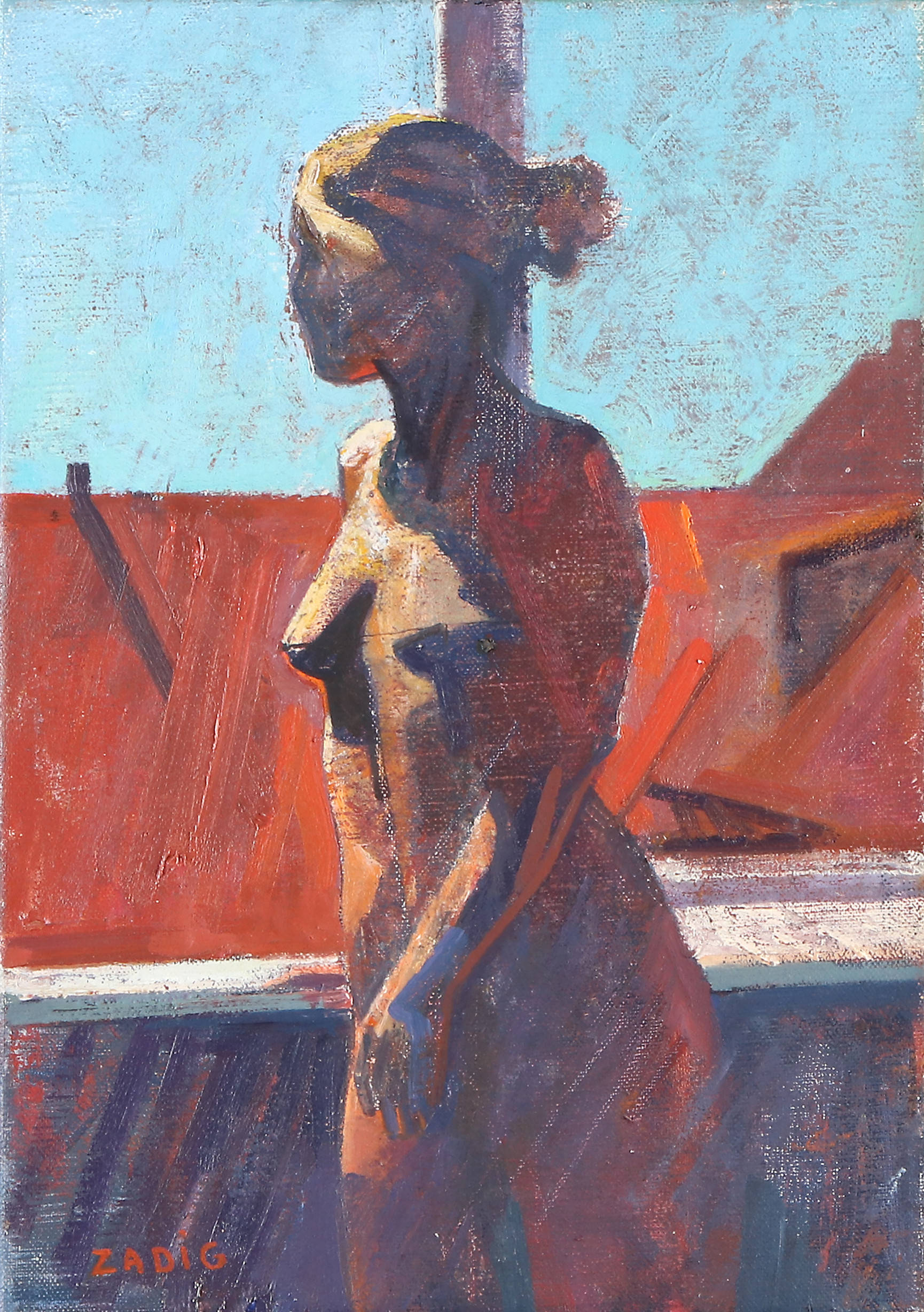 JAQUES ZADIG. Oljemålning på duk. Nakenstudie. Signerad.