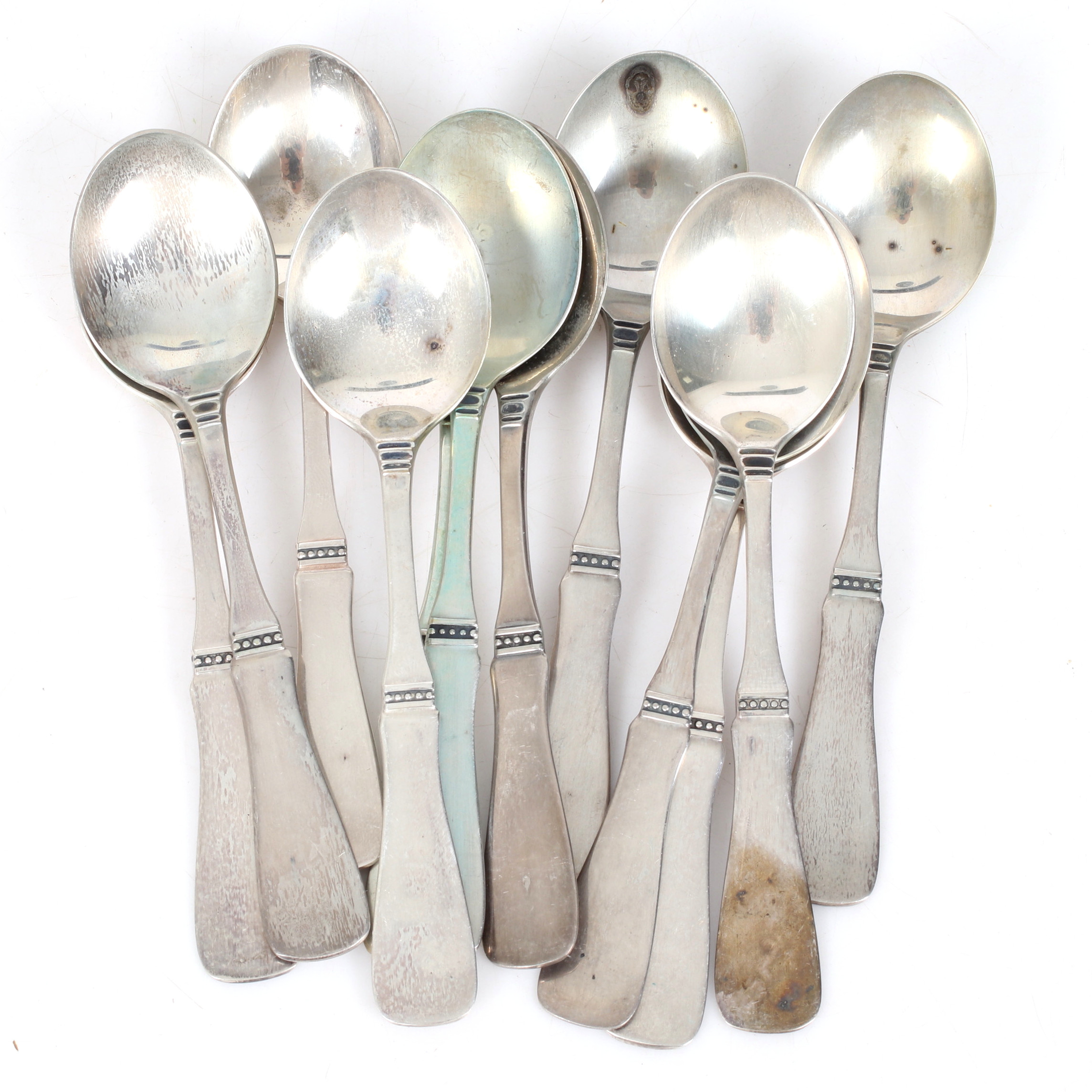 KAFFESKEDAR 12 st, silver, "Uppsala", MGAB, 1970-tal. Vikt 158 gram.