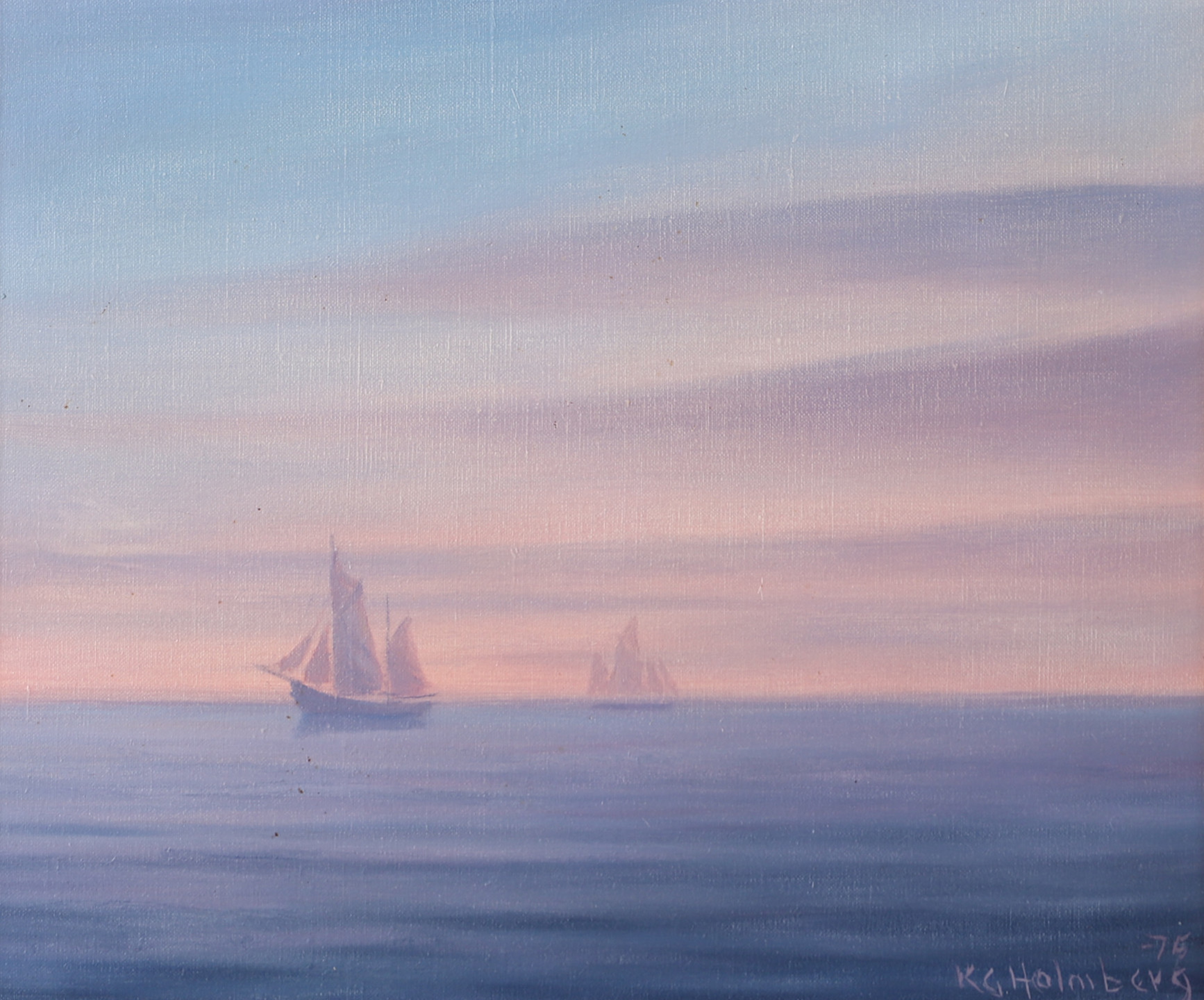 KARL GUSTAV HOLMBERG. Marinmotiv, olja på duk, signerad KG Holmberg -75.