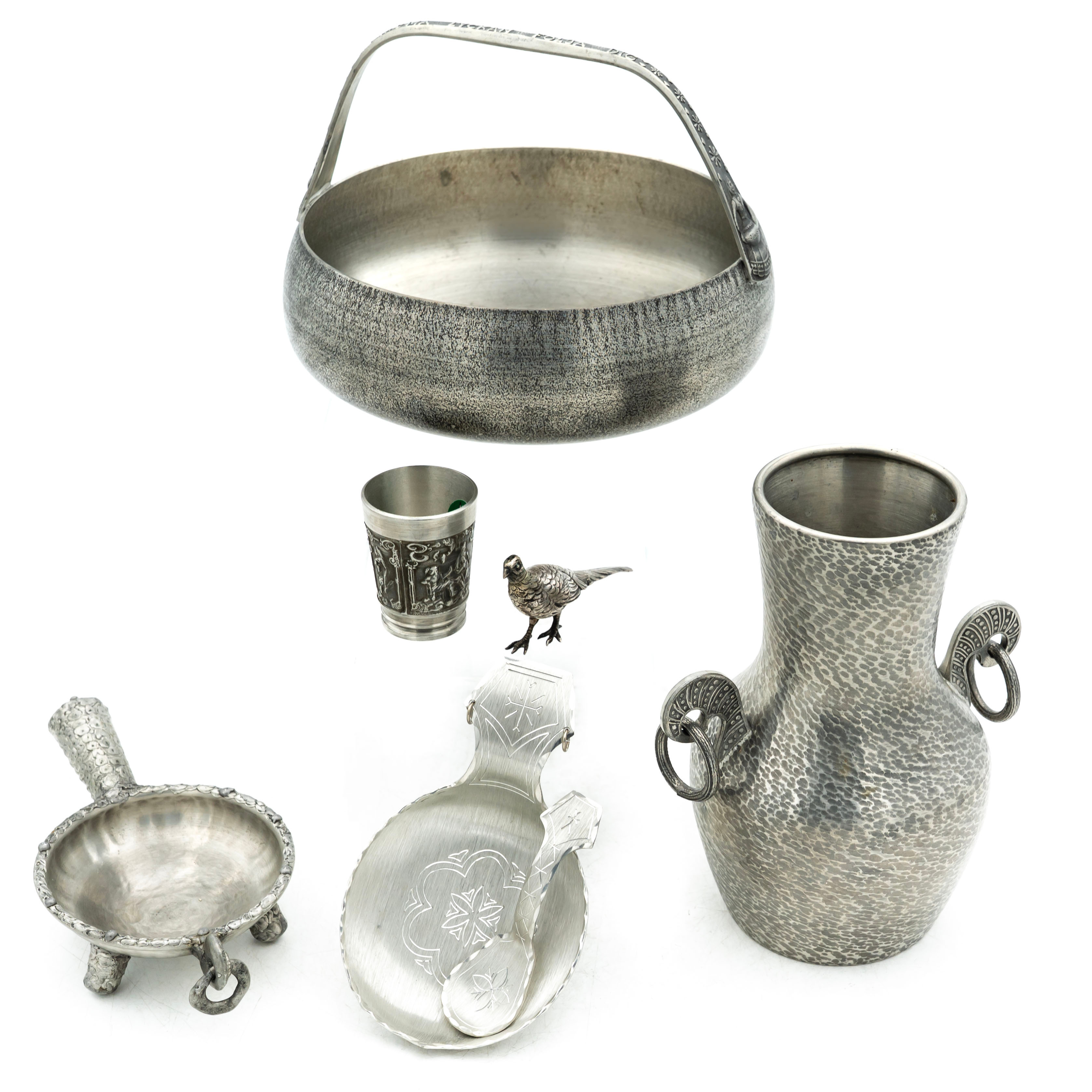 Samling tennföremål, samiskt, Eslövs, Norskt 1900tal (7delar).