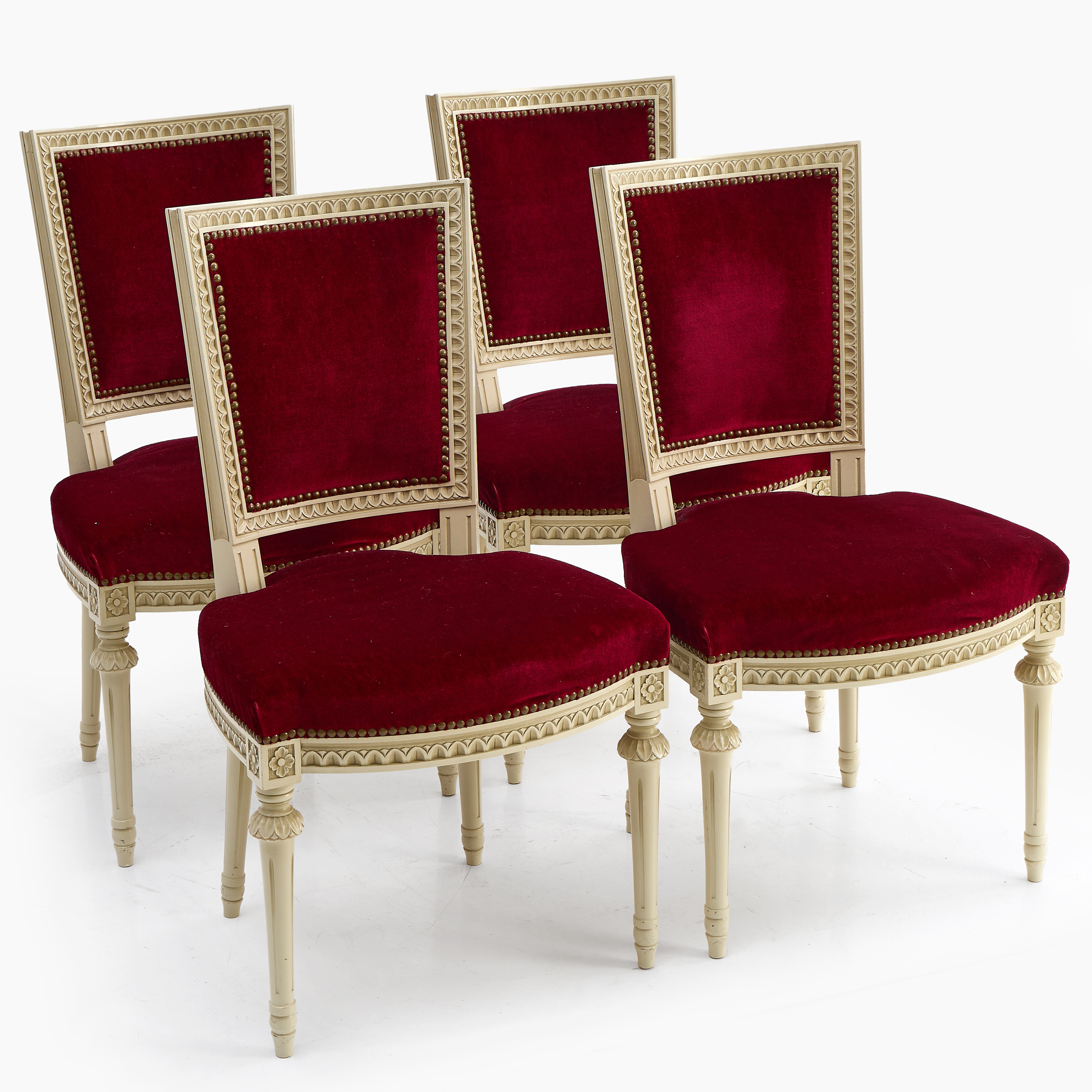 STOLAR, 4 st, gustaviansk stil, 1900-tal. röd plyschklädsel.