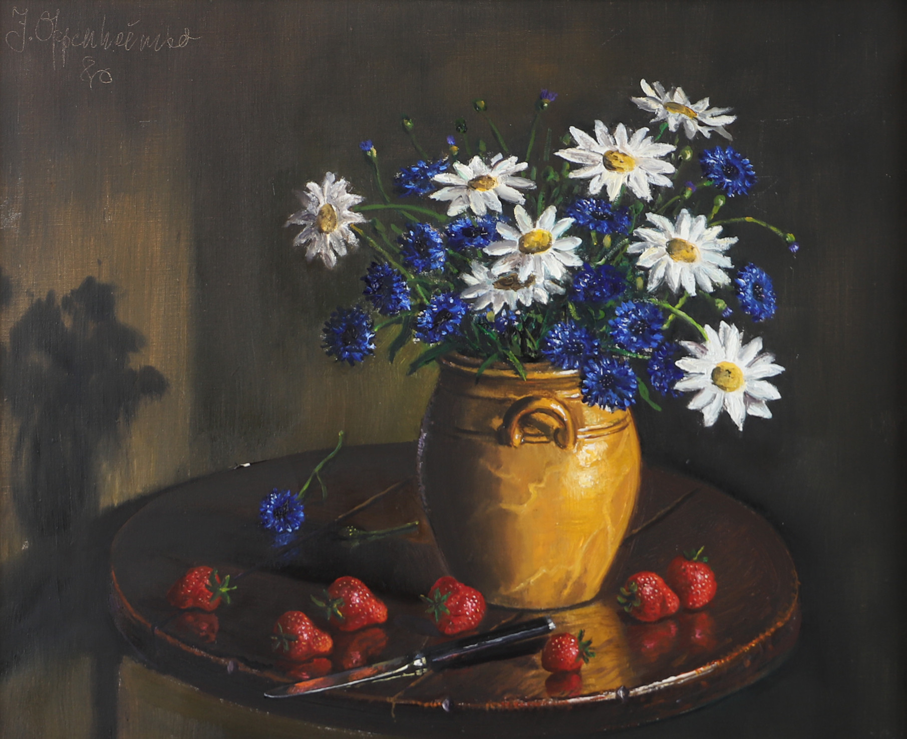 JOHNNY OPPENHEIMER. Stilleben med jordgubbar, olja på duk, signerad J. Oppenheimer 80.