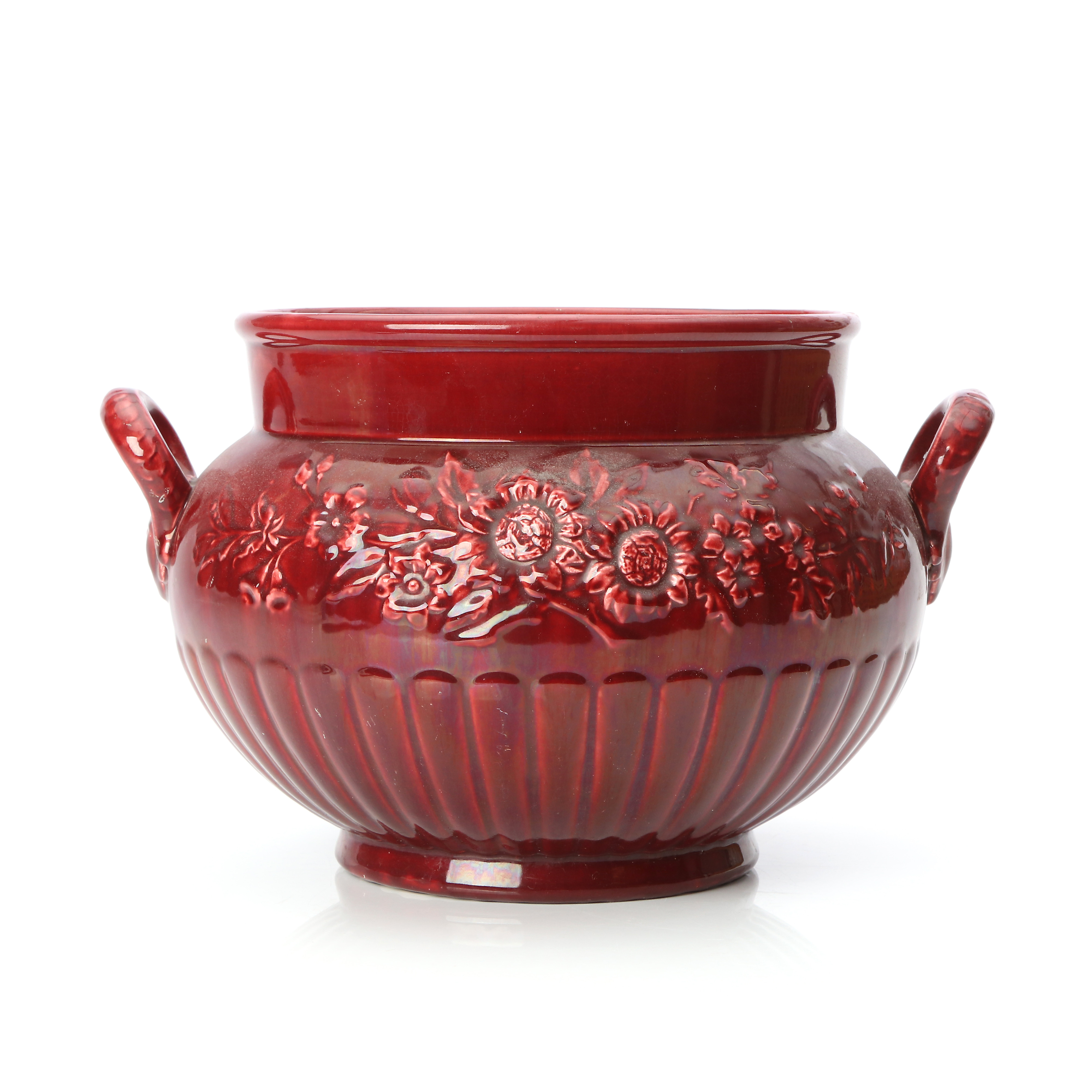 RÖRSTRAND, YTTERFODER MED HÄNKLAR. Glaserad keramik. Tidigt 1900-tal.