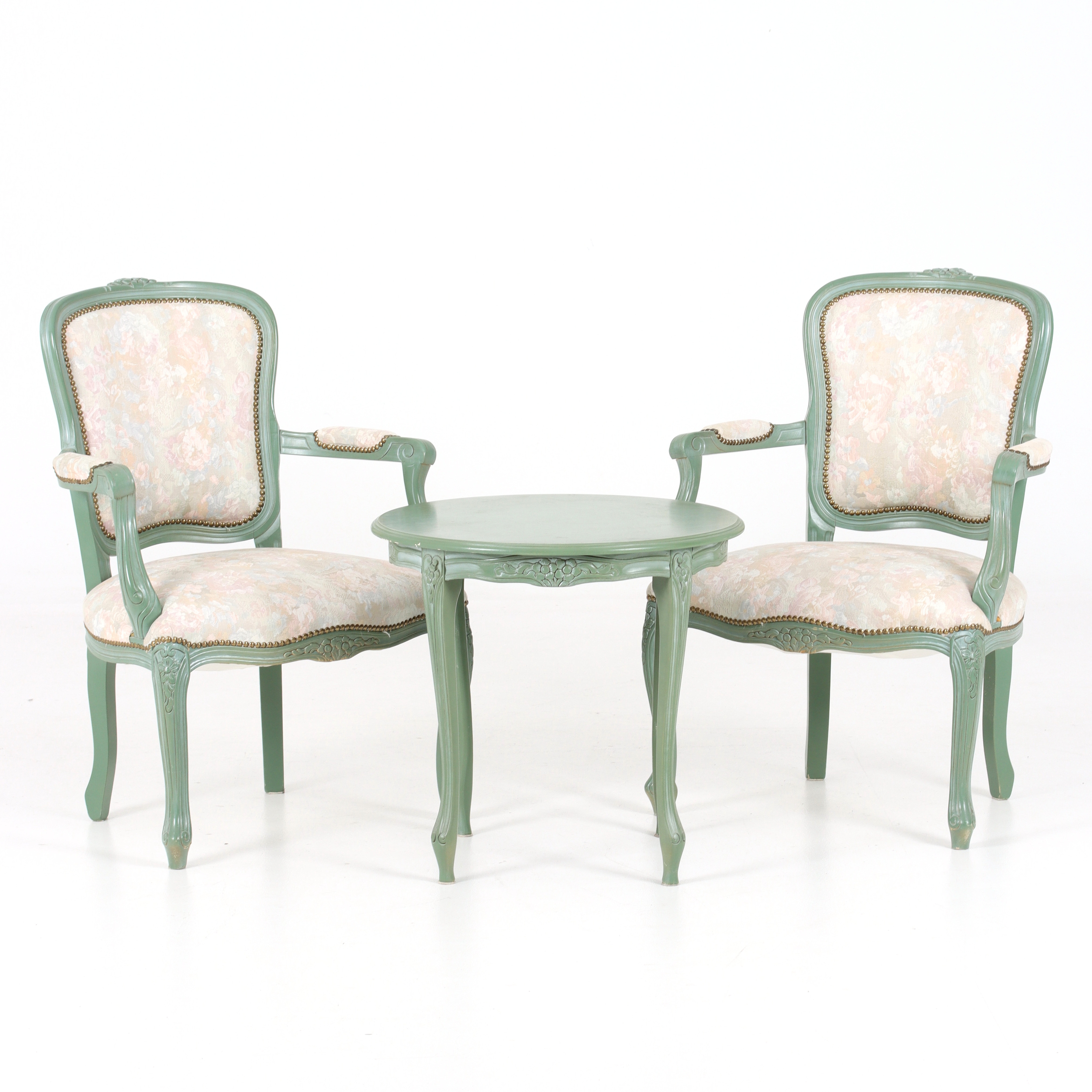 KARMSTOLAR, 2 st, BORD, rokokostil, 1900-tal.