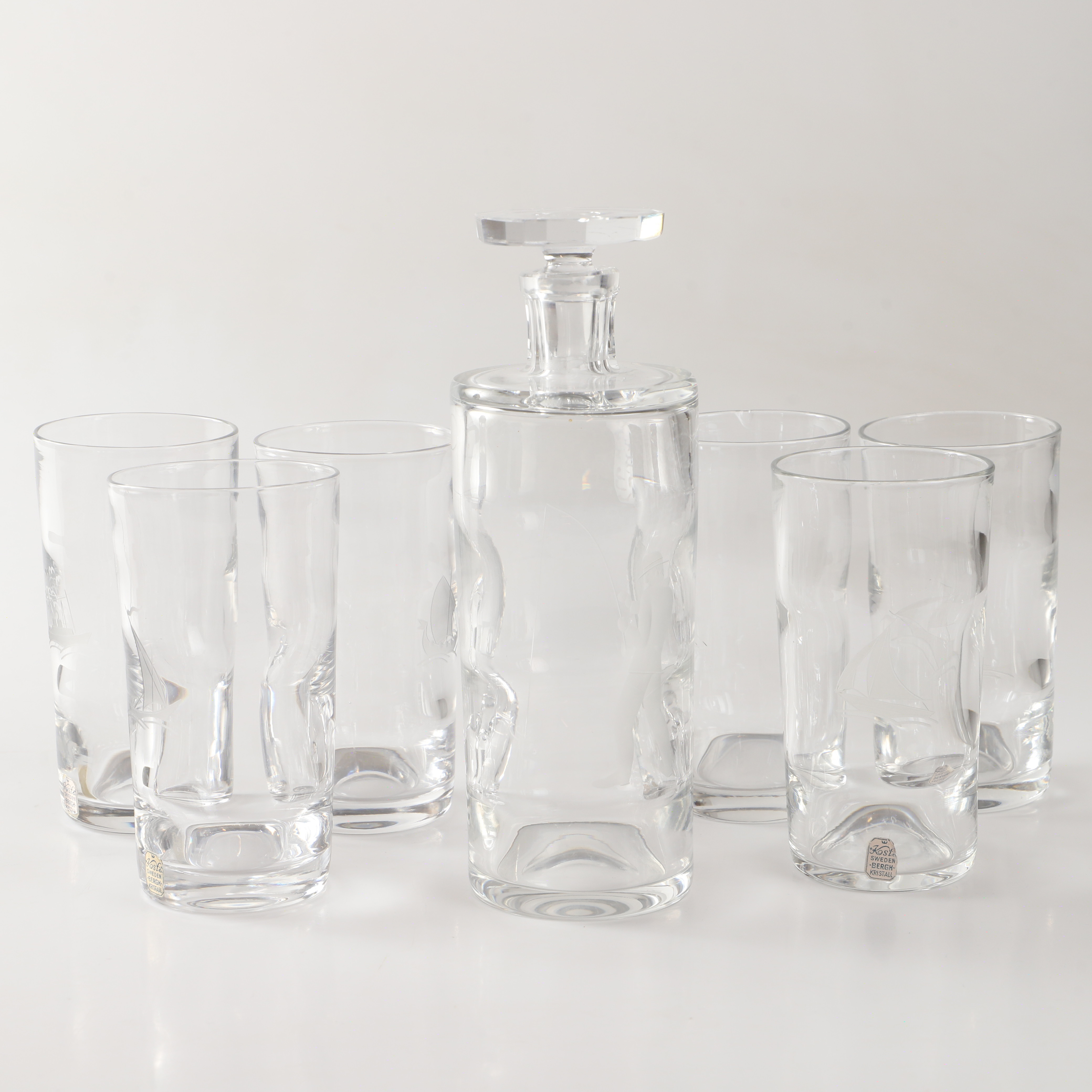 ELIS BERGH. Karaff samt glas, 7 delar, Kosta.