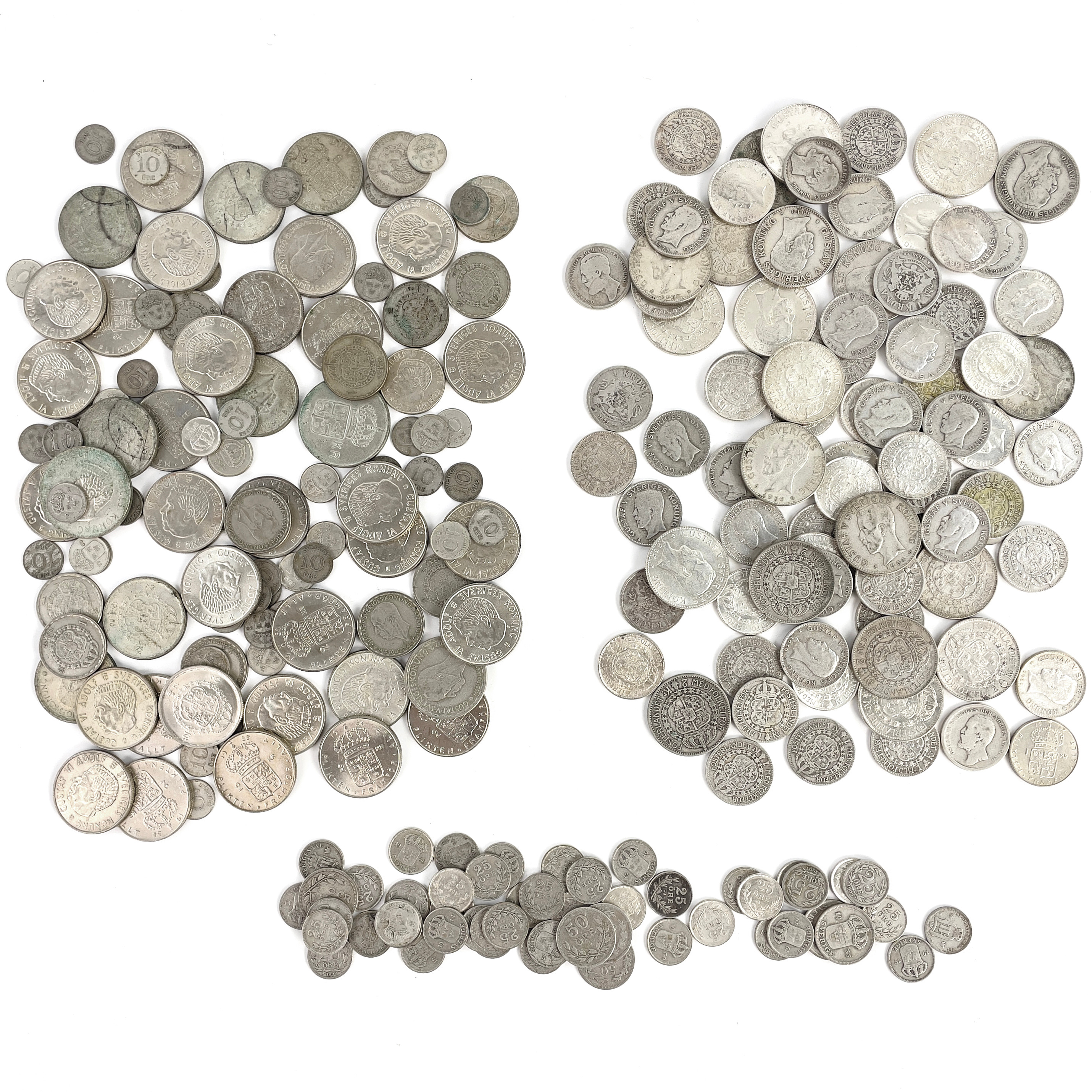 PARTI MYNT, silver 40-80%, total vikt ca 1.695 gram.