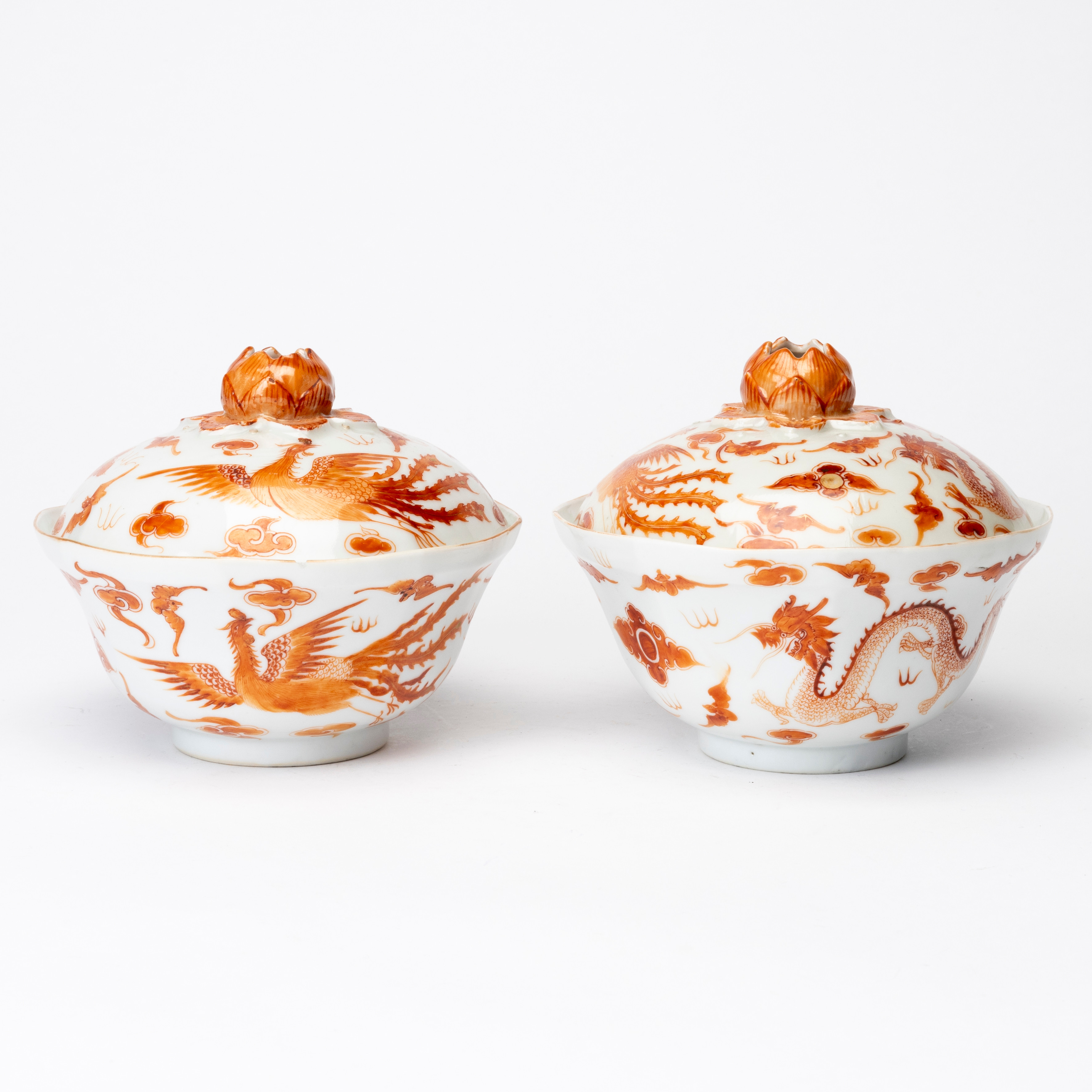 SKÅLAR med LOCK, Kina, porslin, tidigt 1900-tal.