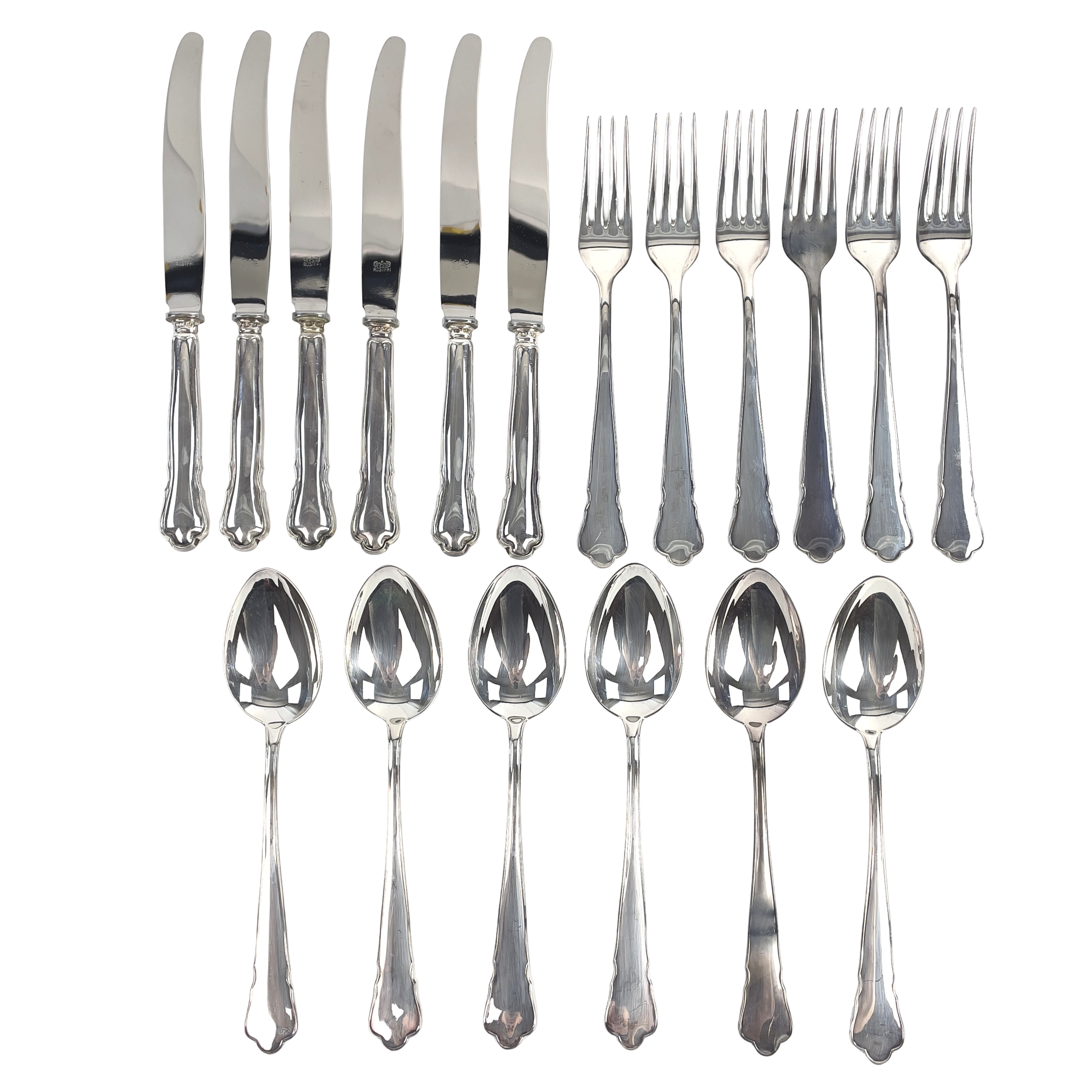 BESTICK, silver, 18 delar, modell Chippendale, GAB, 1952.