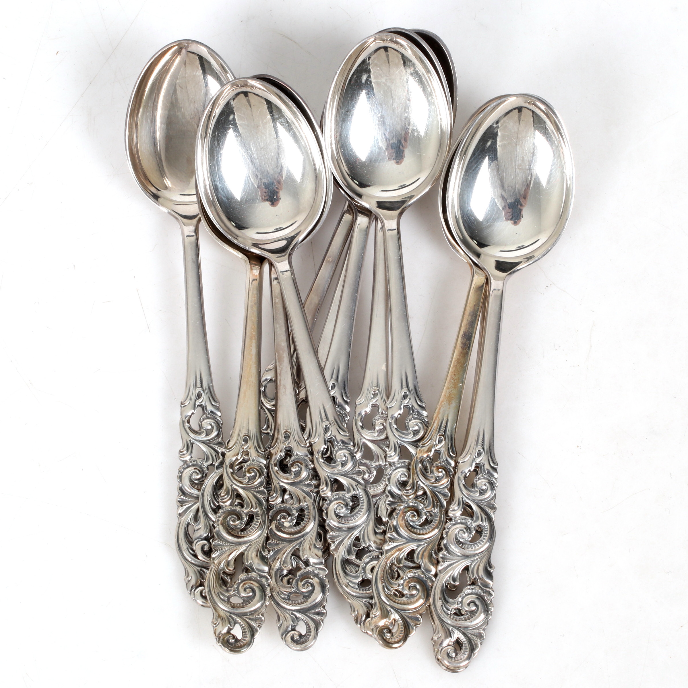 TESKEDAR 12 st, silver, "Telemark", Mylius Norge. Vikt 124 gram.