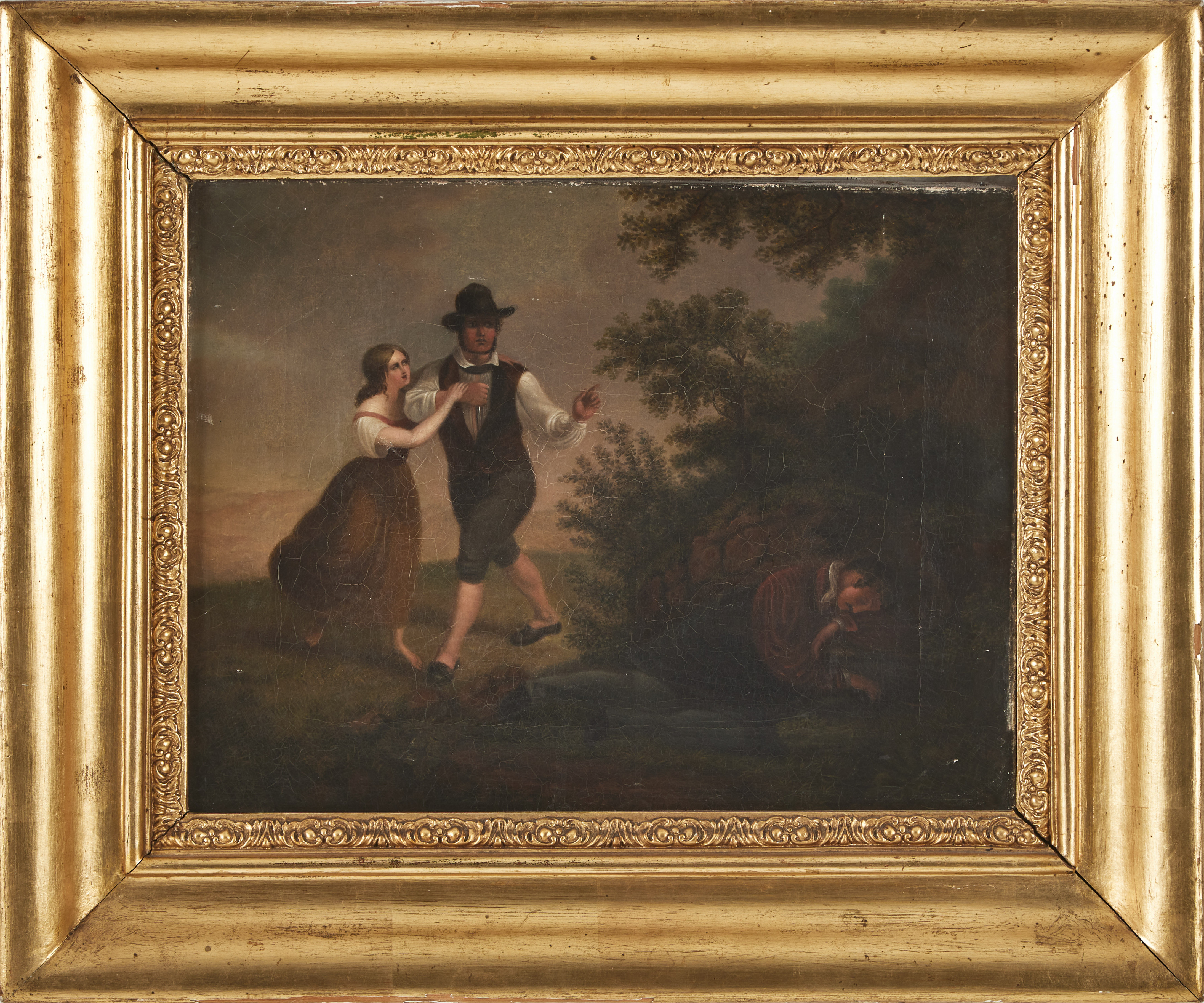 OKÄND KONSTNÄR, 1800-talets mitt, dramatisk figurscen, oljemålning på duk.