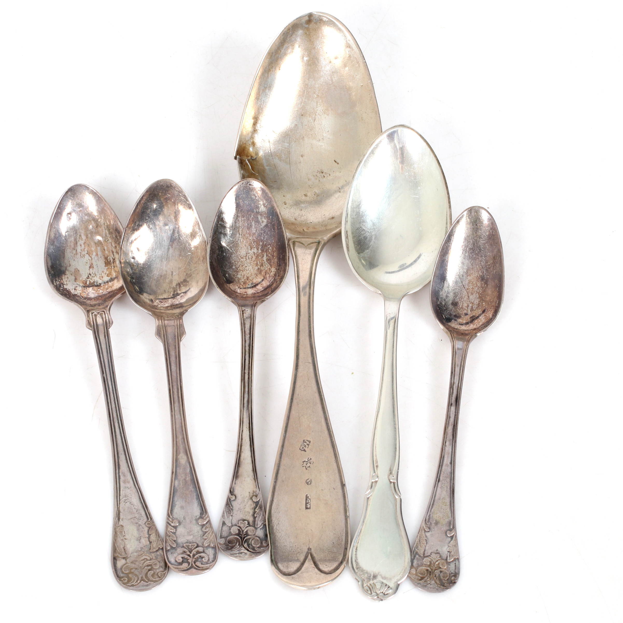 SKEDAR 6 st, silver, olika modeller. Vikt 107 gram.