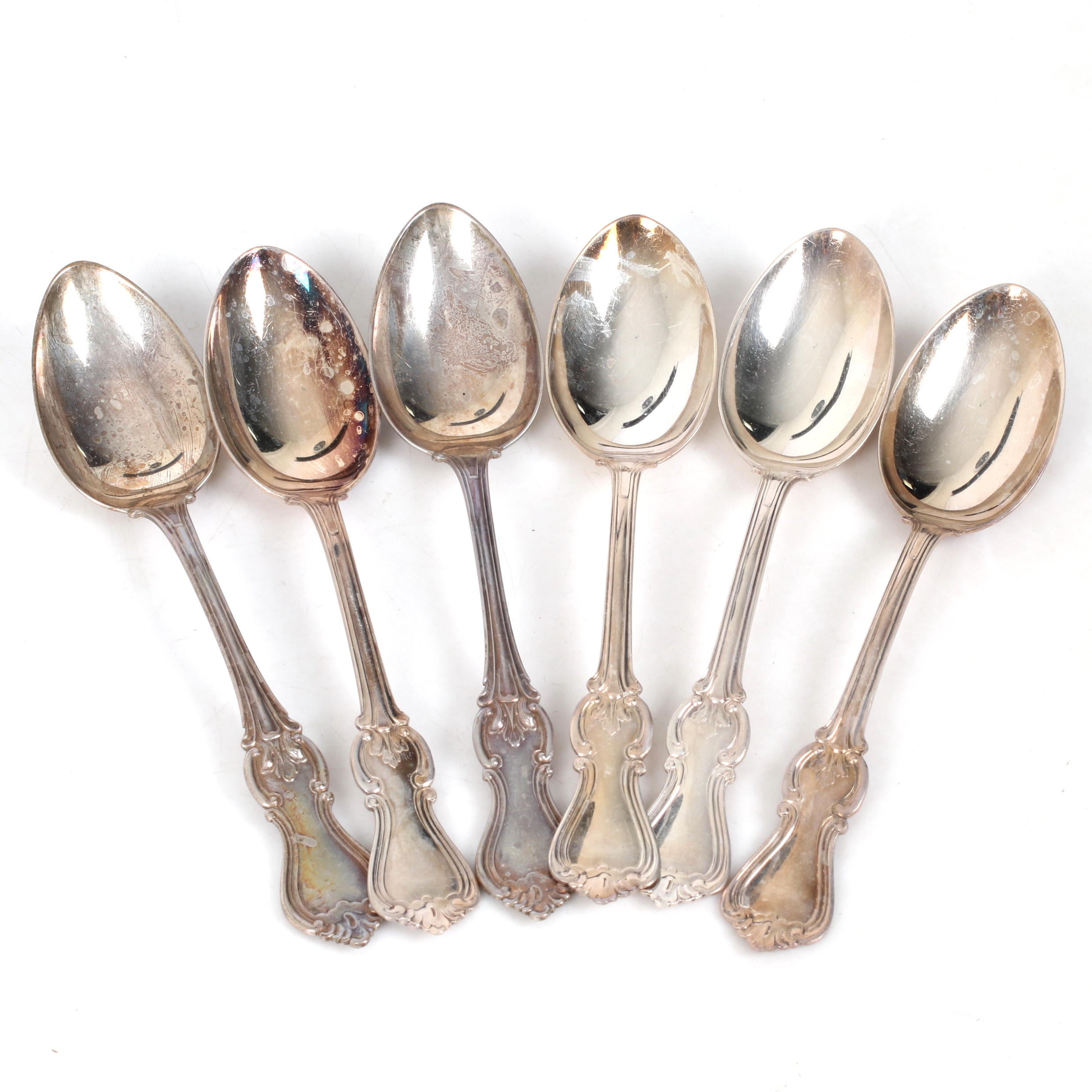 BORDSSKEDAR, 6 st, silver, "Olga", GAB, 1960-tal. Vikt 300 gram.