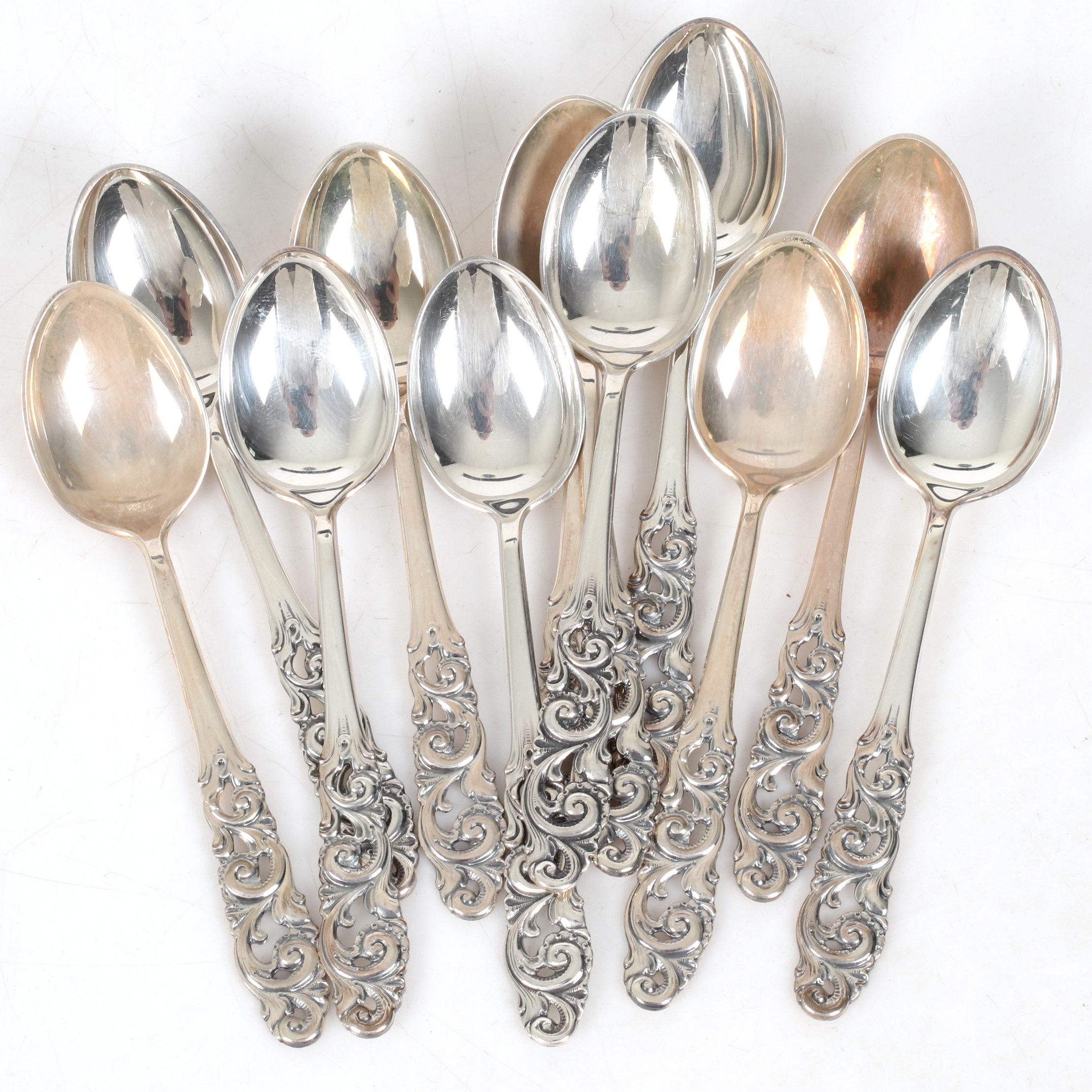 KAFFESKEDAR, 12 st, silver, "Telemark", Mylius Norge Vikt 109 gram.