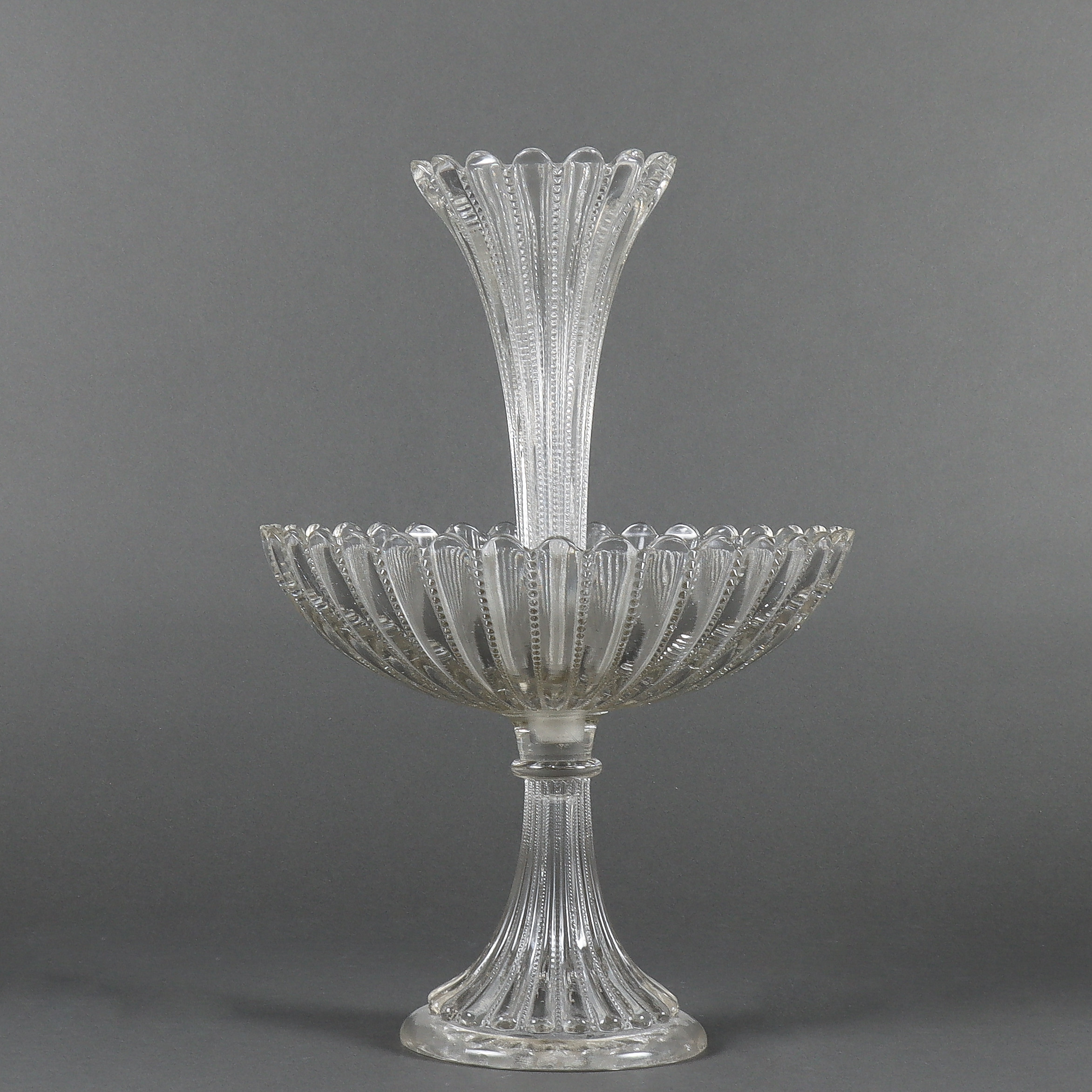 STRUTSKÅL pressglas, 2 delar.