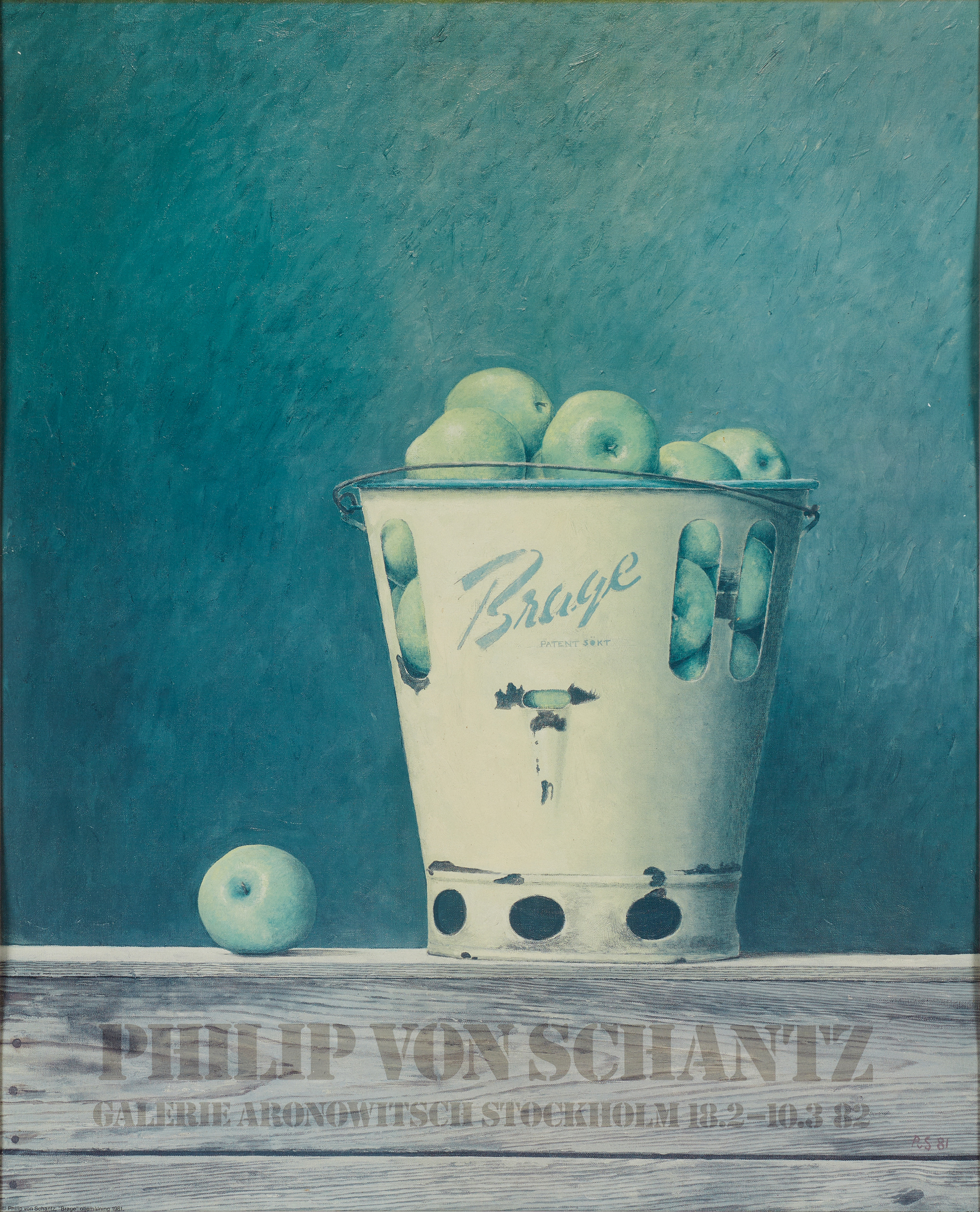 PHILIP VON SCHANTZ (1928-1998). 2 affischer, Gröna äpplen i spann, Röda vinbär på träbord, offsettryck.