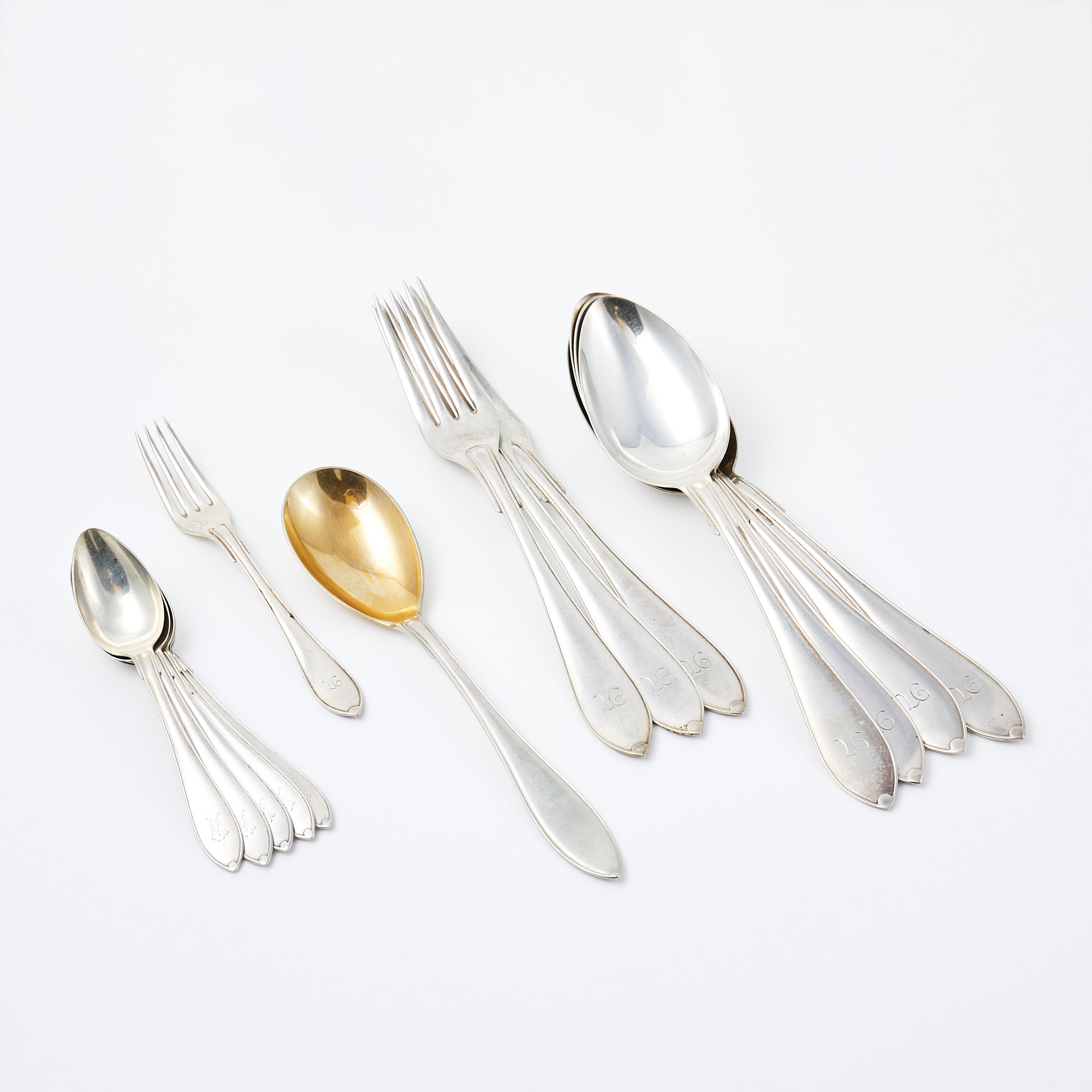 BESTICK, 14 dlr, modell "Svensk Spetsig", GAB, 1920-tal.