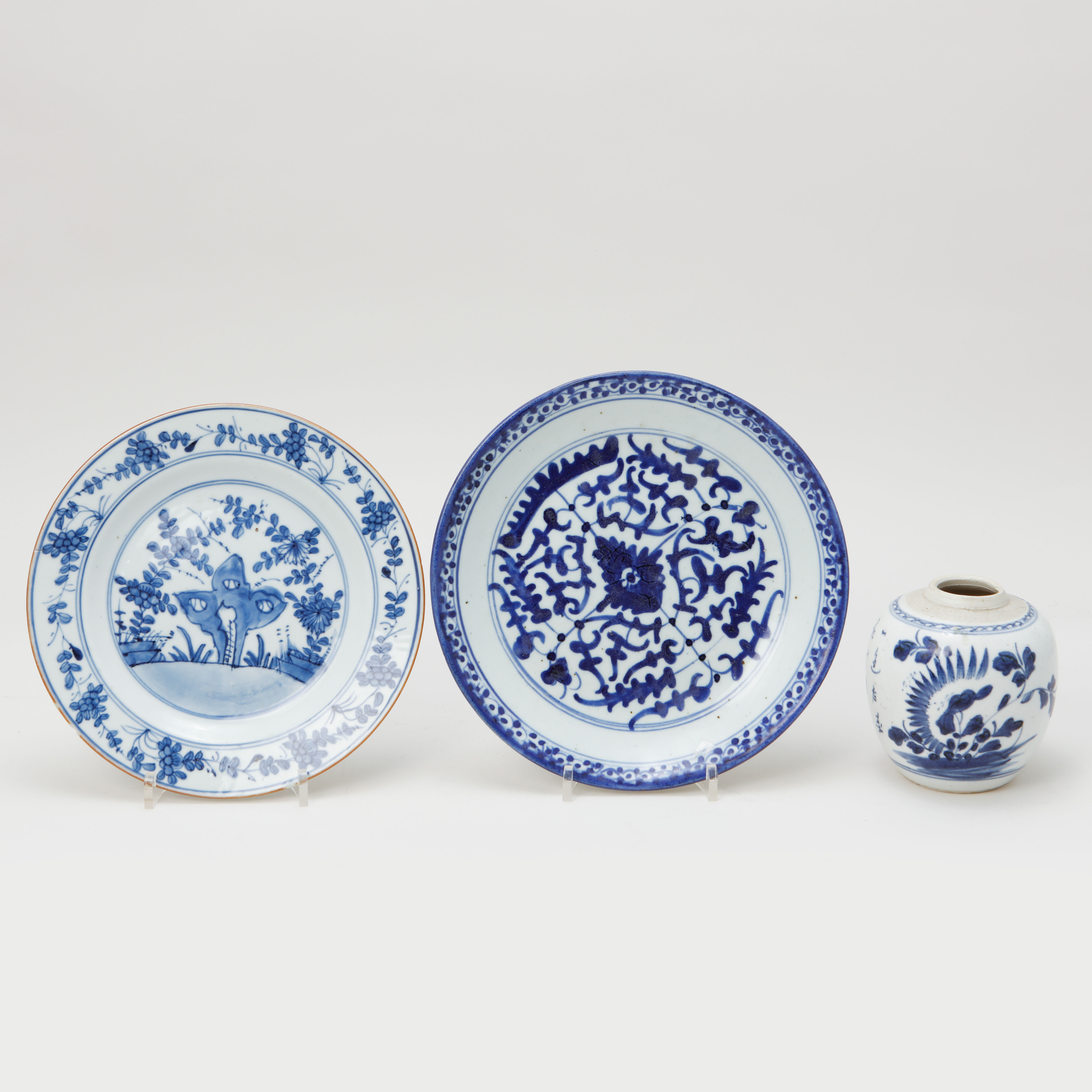 TALLRIK, FAT samt BOJAN, porslin, Kina, 1700/1800-tal.