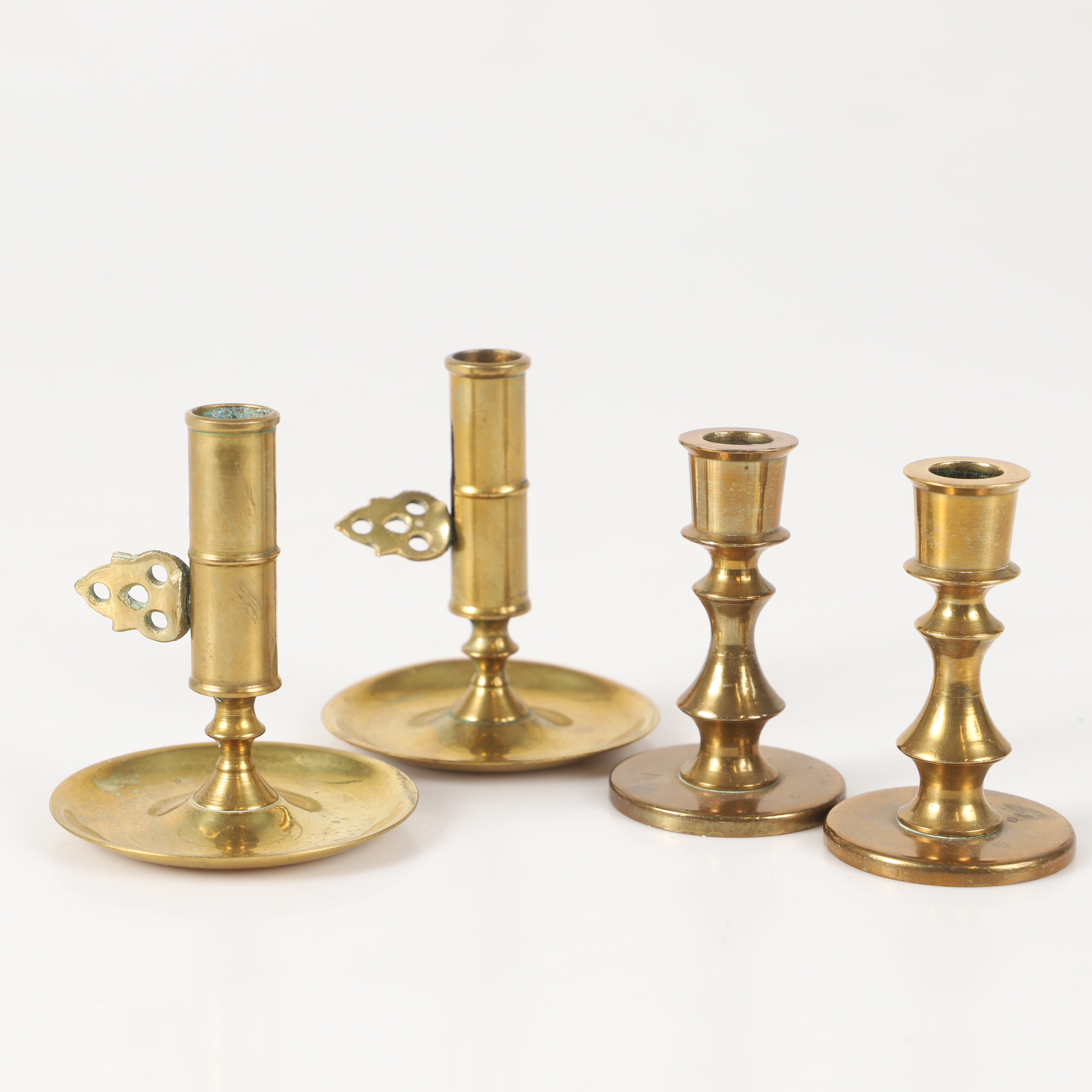 LJUSSTAKAR, 2 par, mässing, 1900-tal.