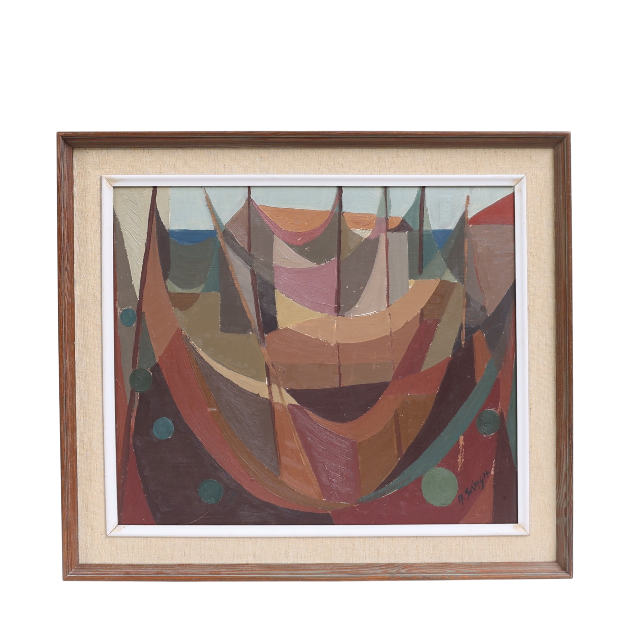 ALF SKAGH (1916-1962).Kubistisk komposition, olja på pannå, signerad.