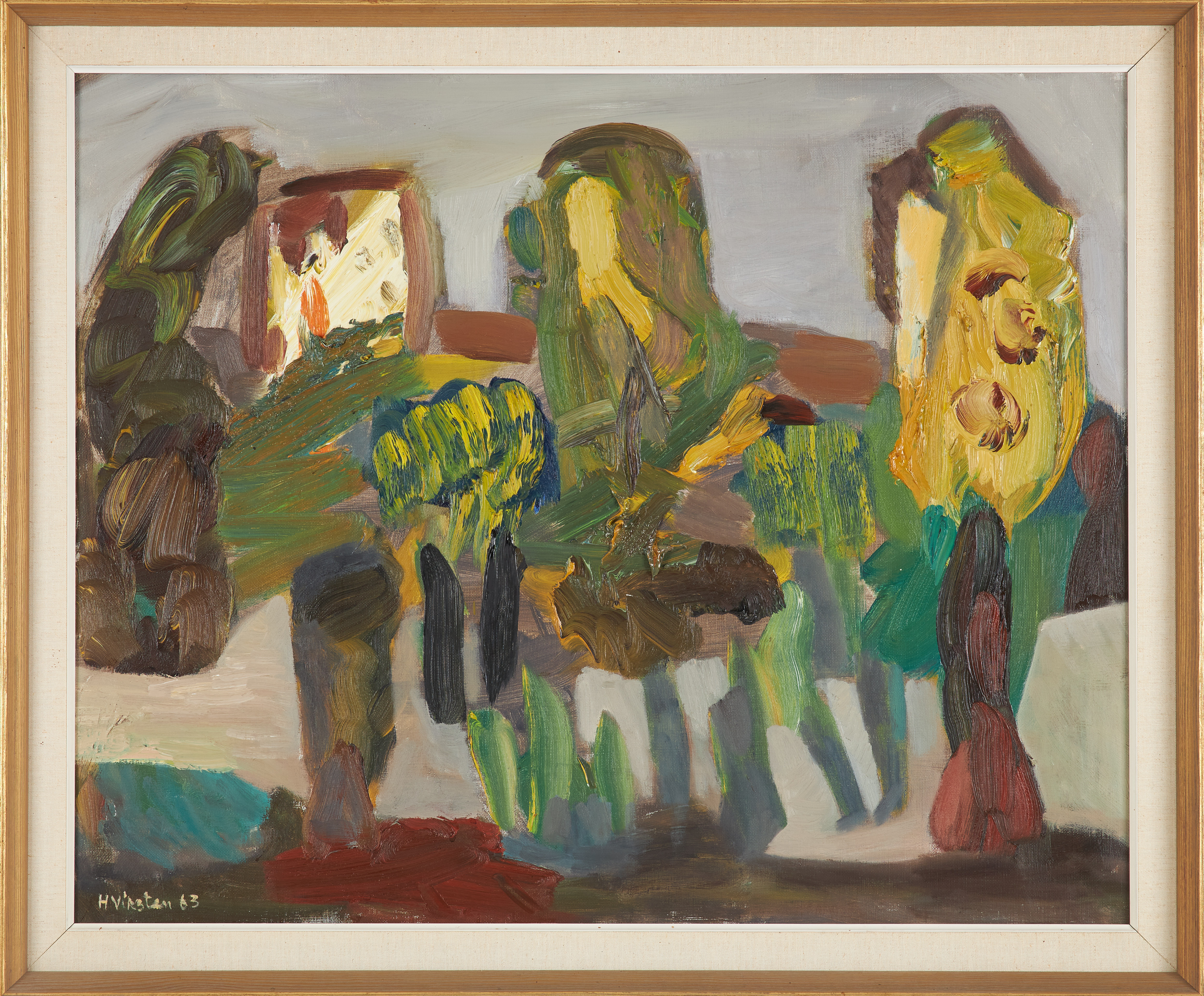 HANS VIKSTEN (1926-1987). Fågelbo, akryl på duk, signerad och daterad 63, á tergo med titulering.