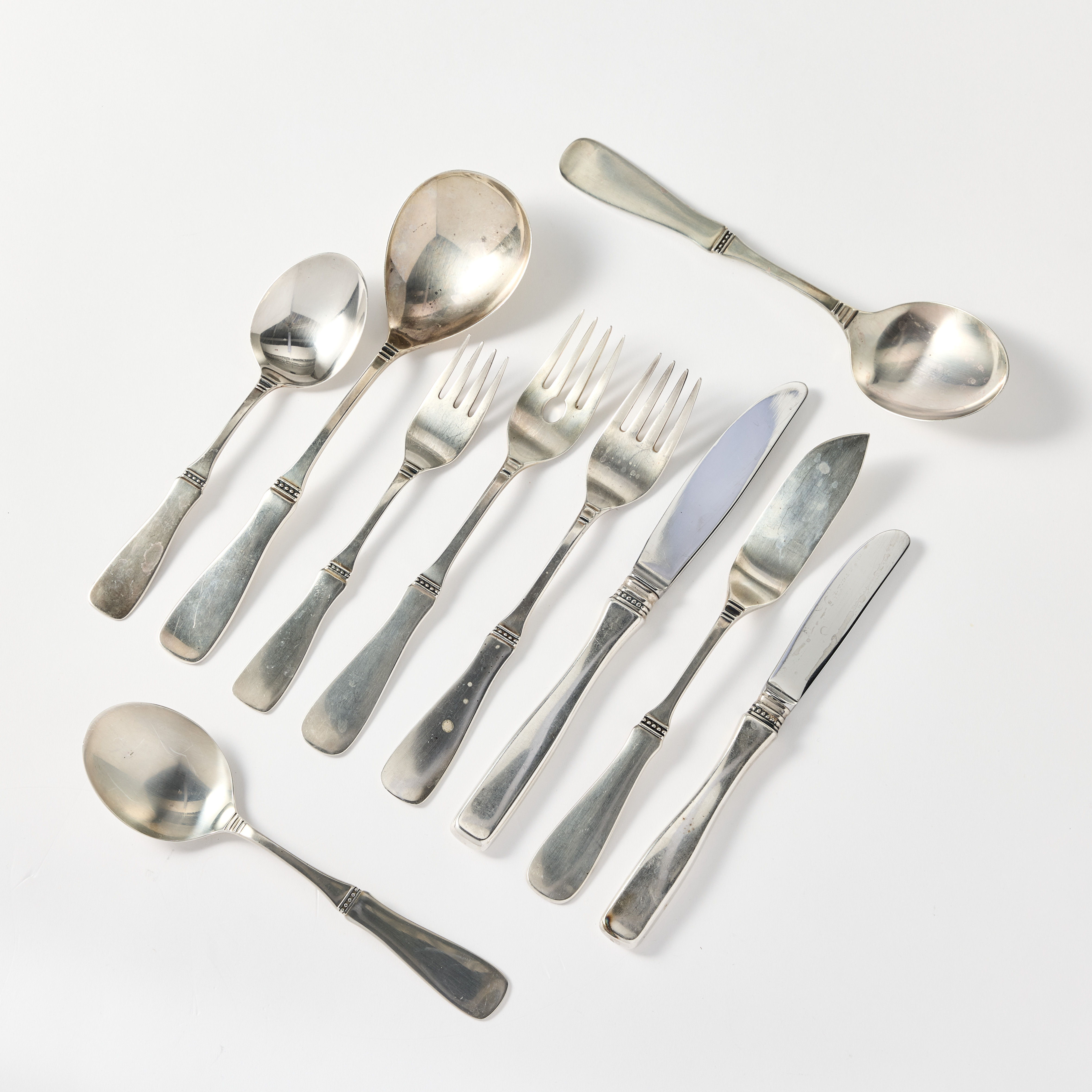 ERIC LÖFMAN. Bestickuppsättning 129 delar, silver, för MEMA, Lidköping 1993. Modell Uppsala.