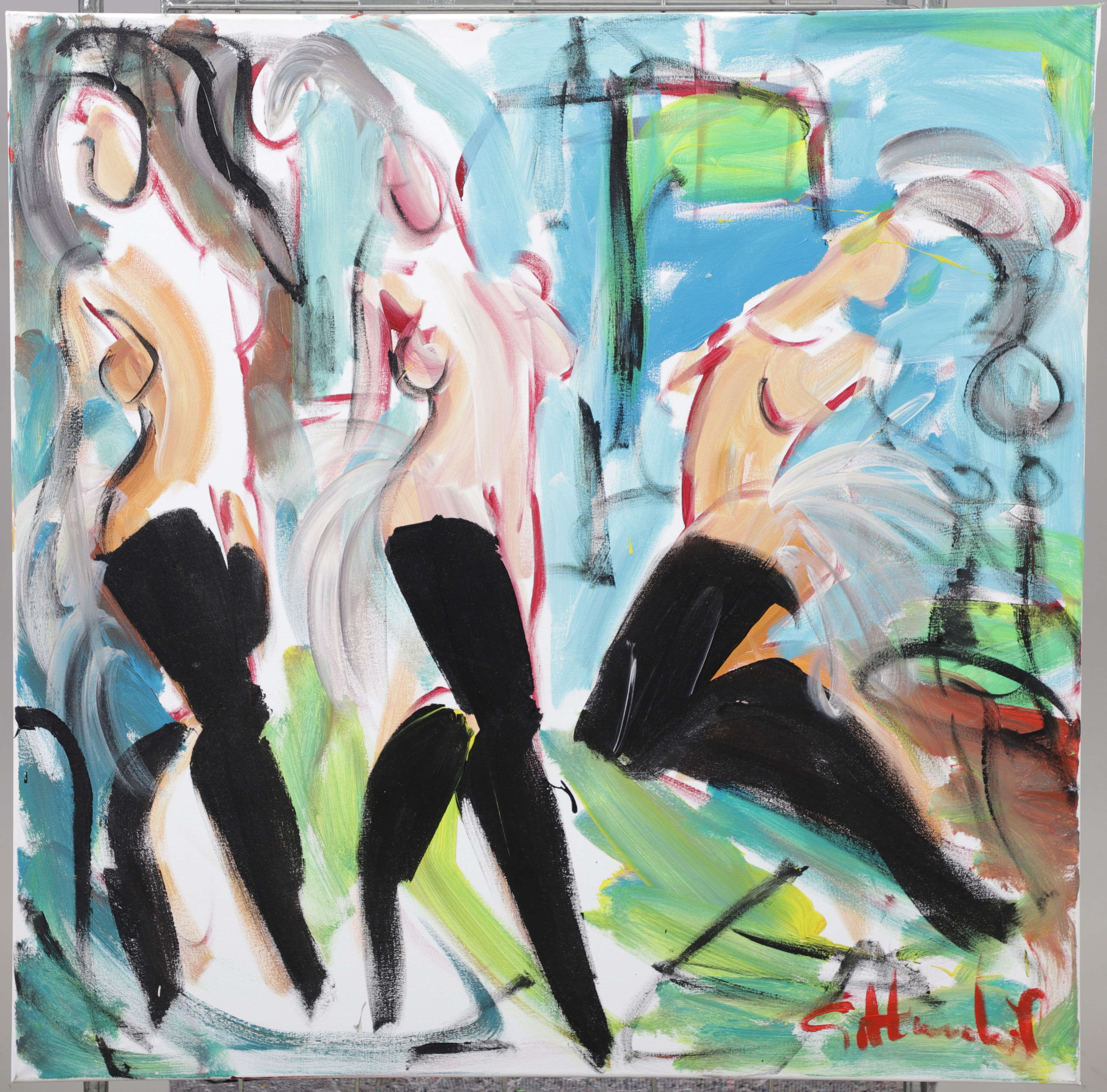 GÖRAN HAUSENKAMP. Kvinnomodeller, olja på duk, signerad.