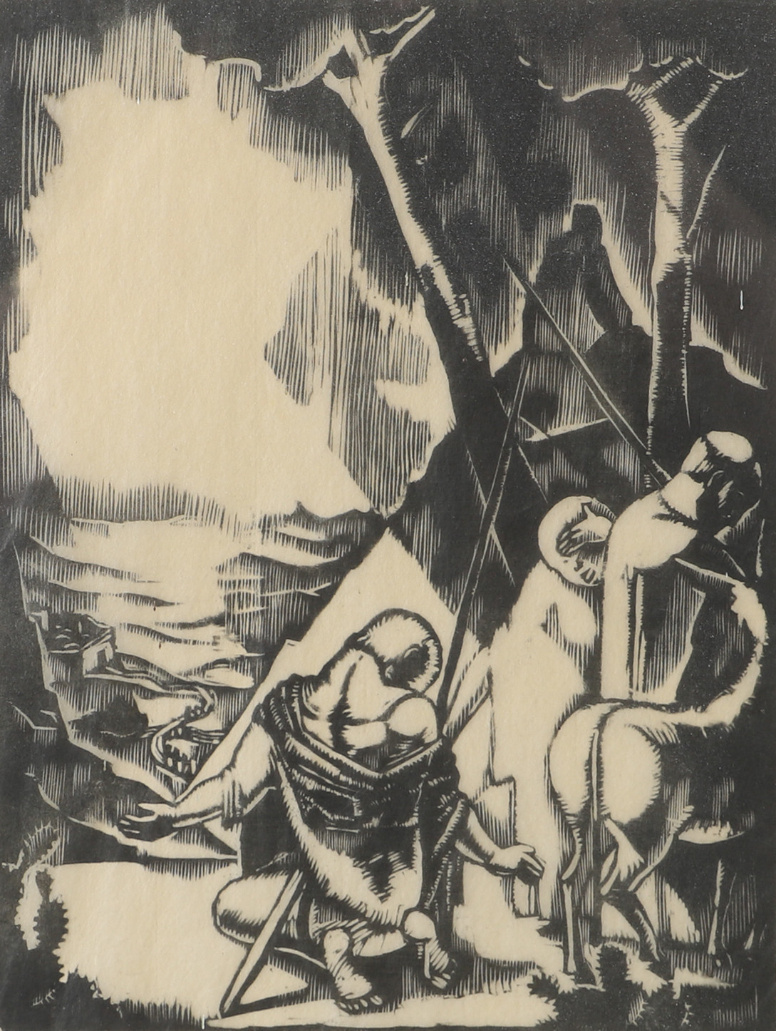 PÄR SIEGÅRD. Figurkomposition, handtryck, signerad.