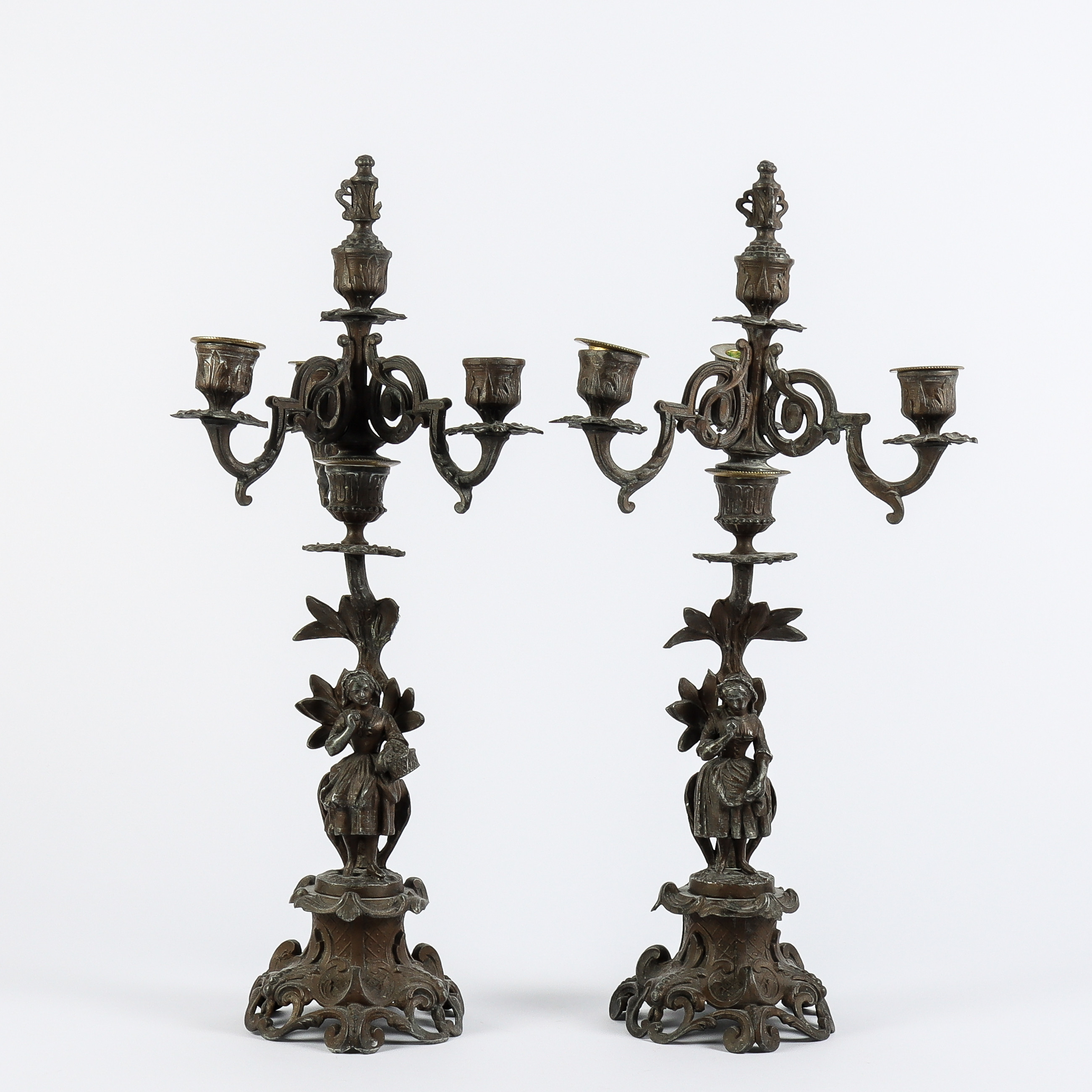 KANDELABRAR paret, gjuten metall, 18/1900-tal.