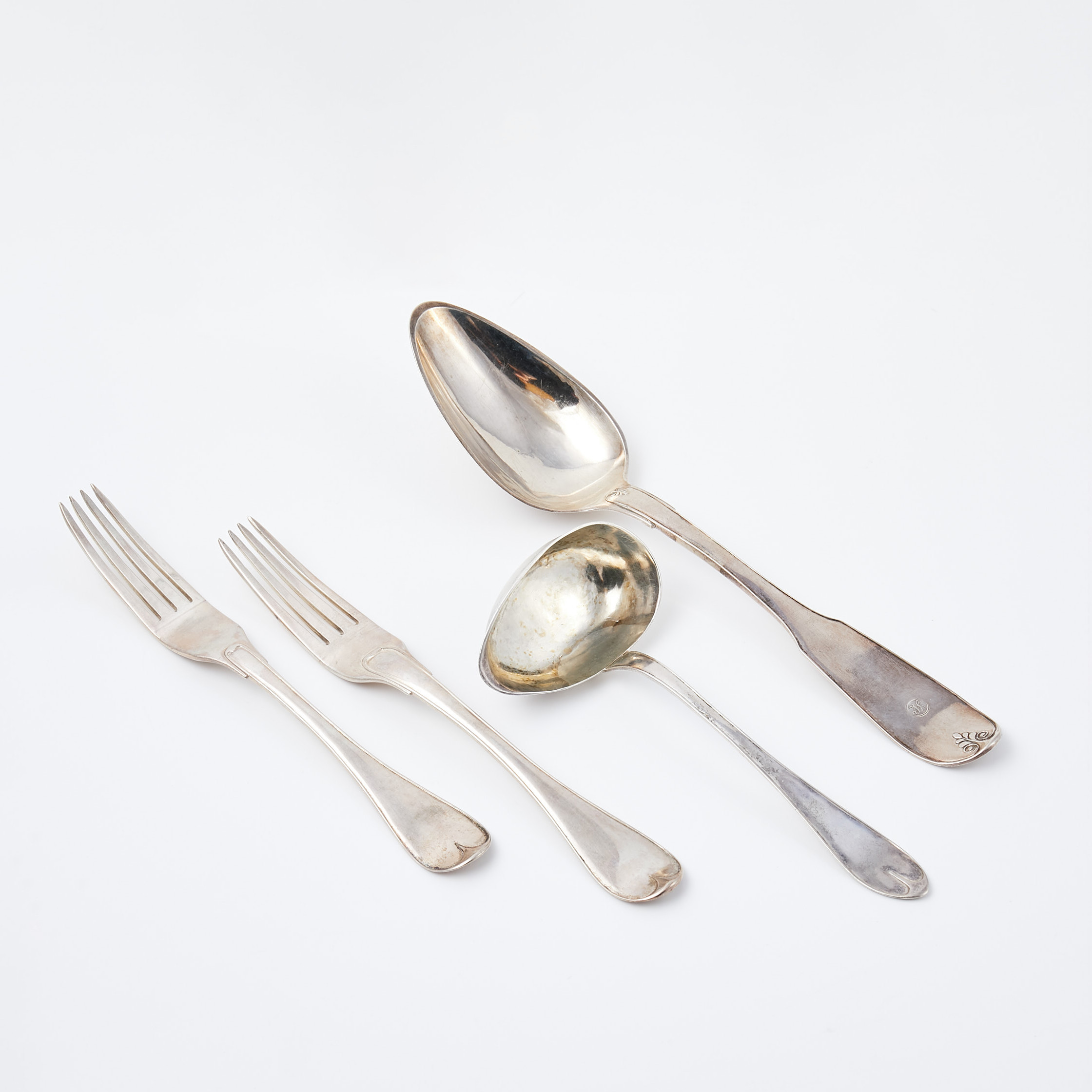 RAGUSKED, SÅSSLEV, GAFFLAR, 4 dlr, silver, olika mästare bl.a. Petter Eneroth, 17/1800-tal.