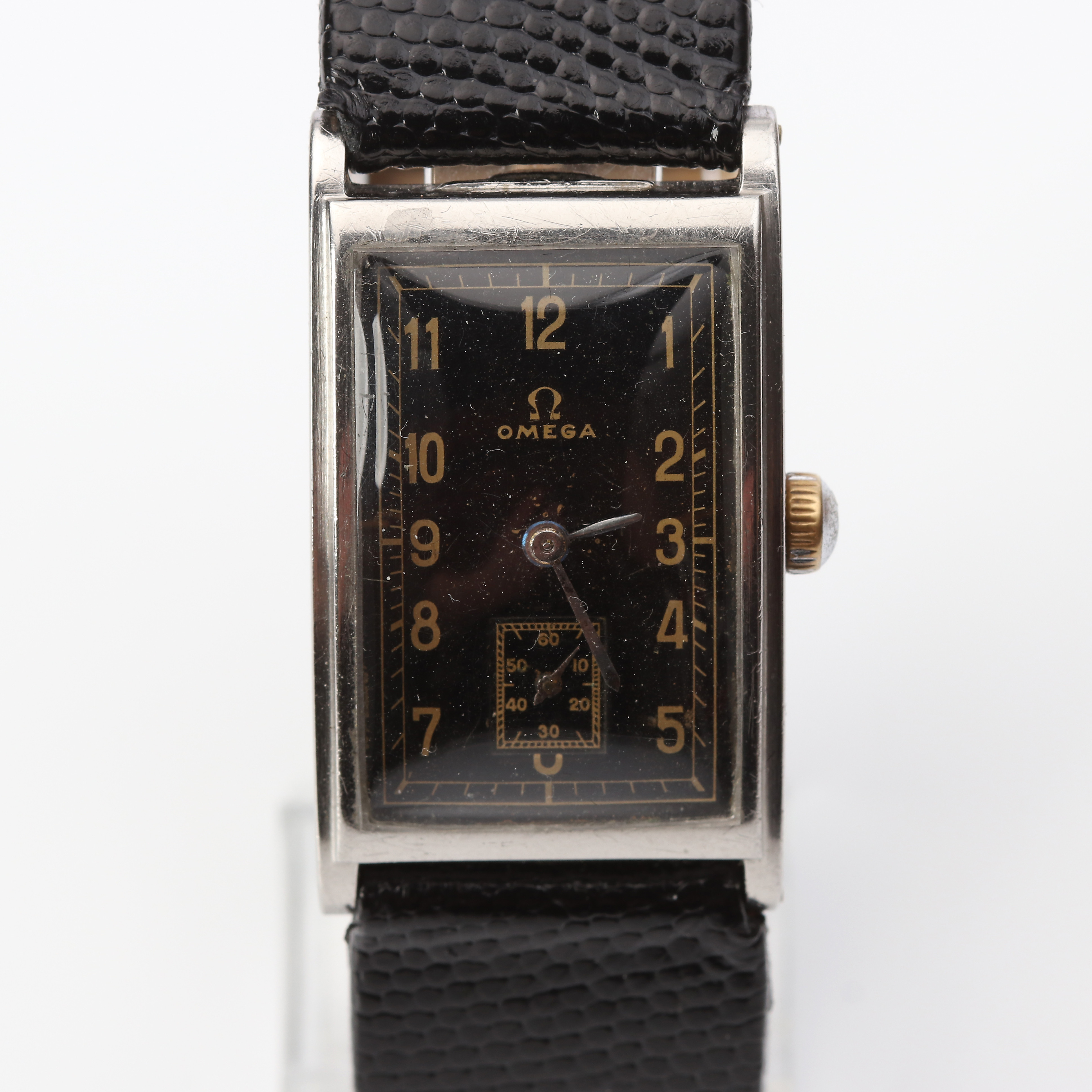 OMEGA "TANK", ARMBANDSUR. Stål, manuellt verk, ca 1939.