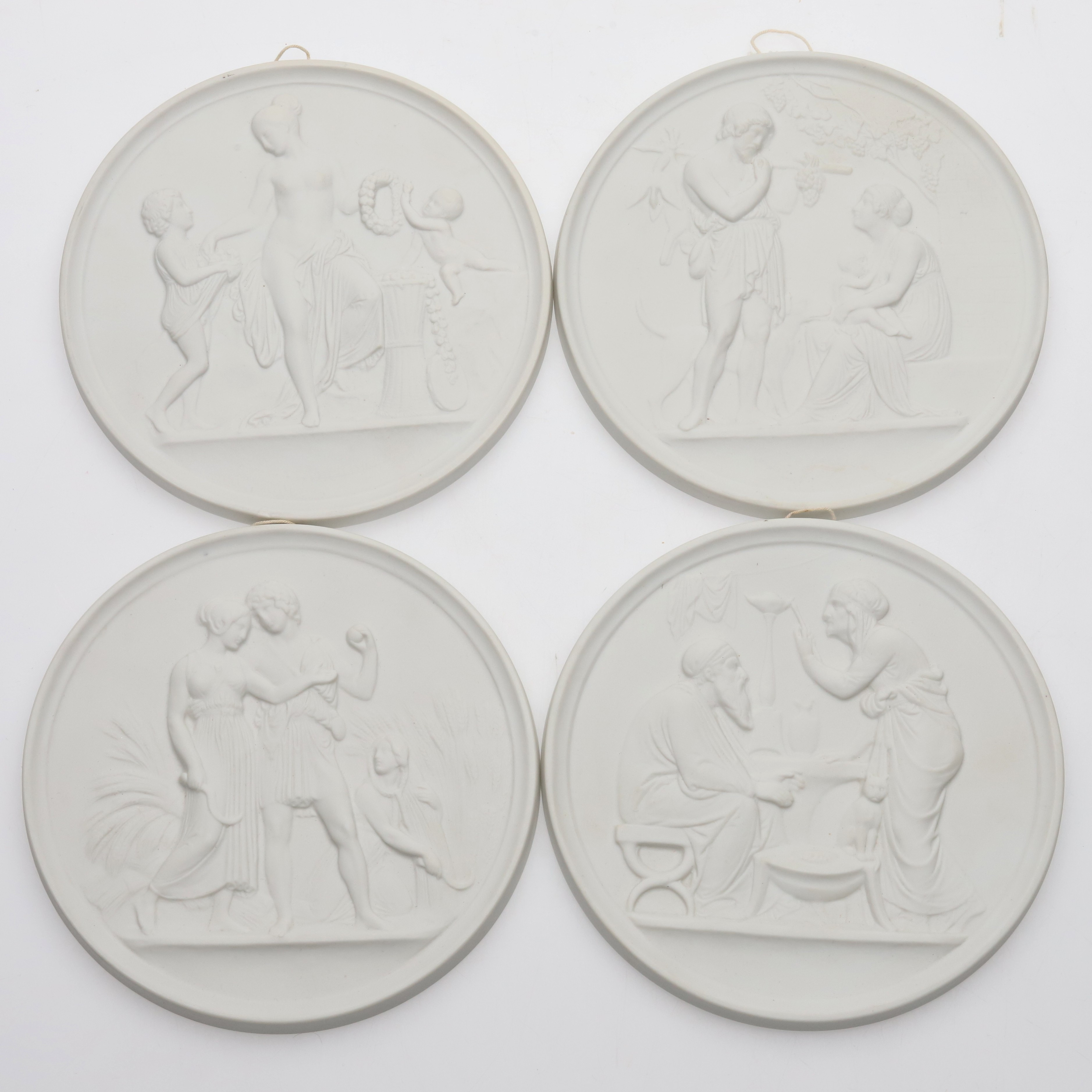 VÄGGRELIEFER, 4 st, Royal Copenhagen, B&G, parian.