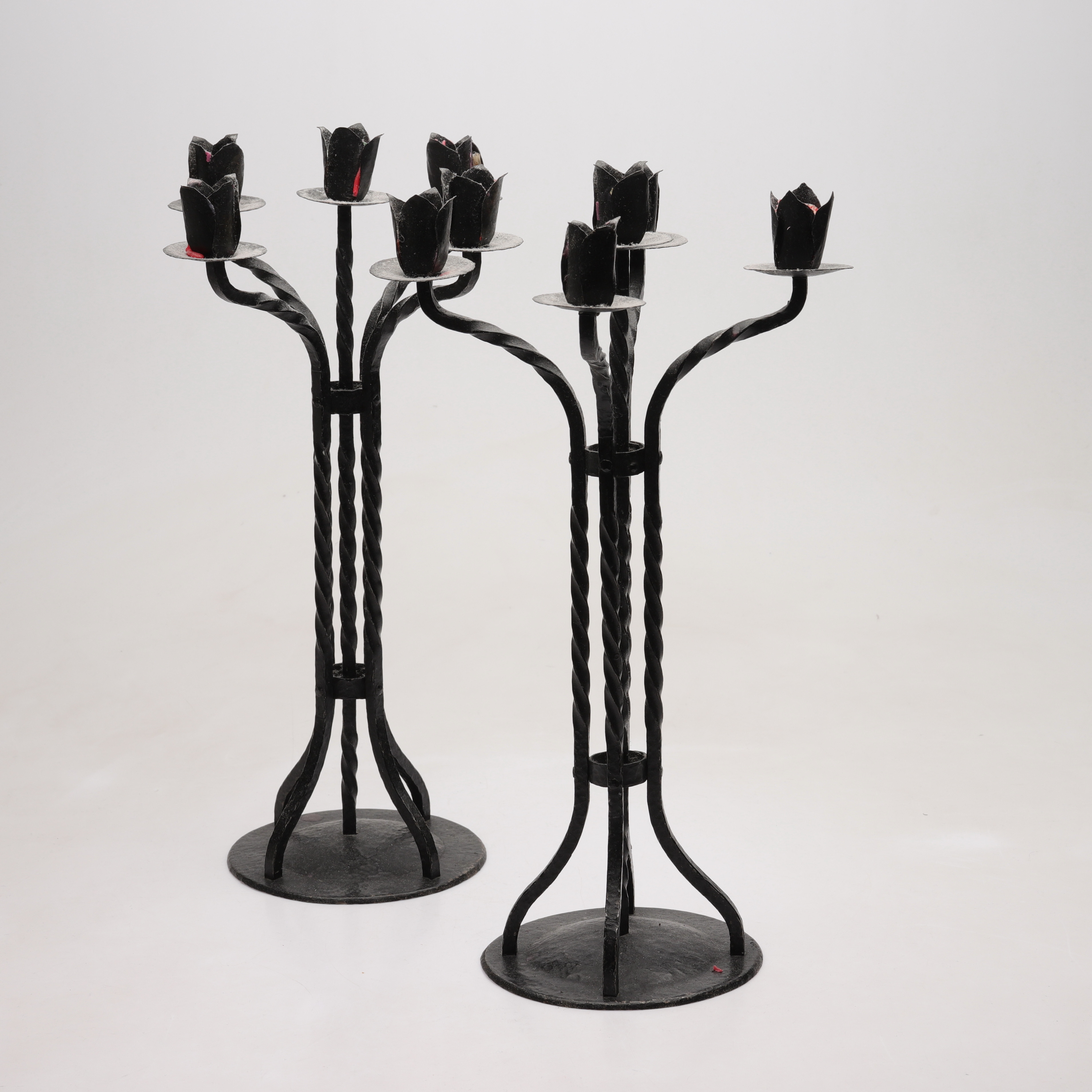 KANDELABRAR, 1 par, smide, jugend, omkring 1900.