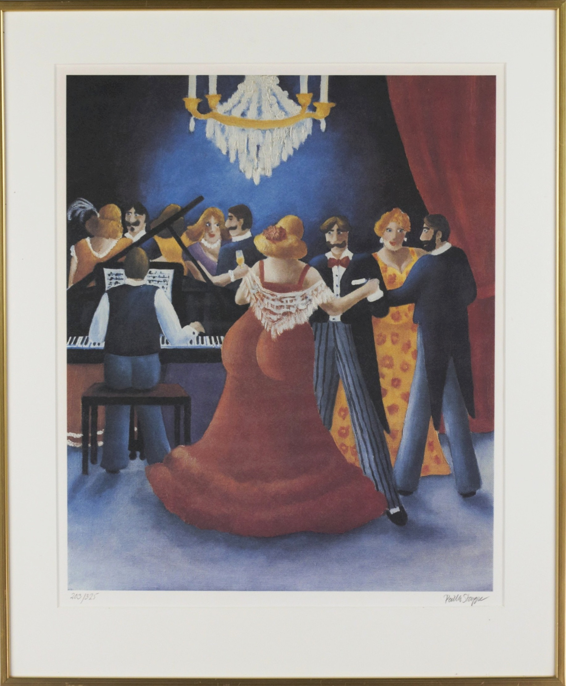 PERNILLA STAPPE. Litografi, 203/325, dansande par, signerad.