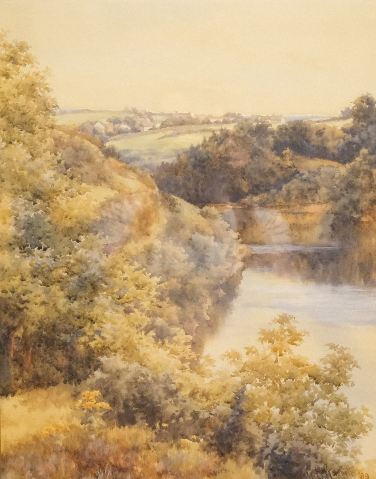 GEORGE PERCIVAL GASKELL. LANDSKAP, AKVARELL.