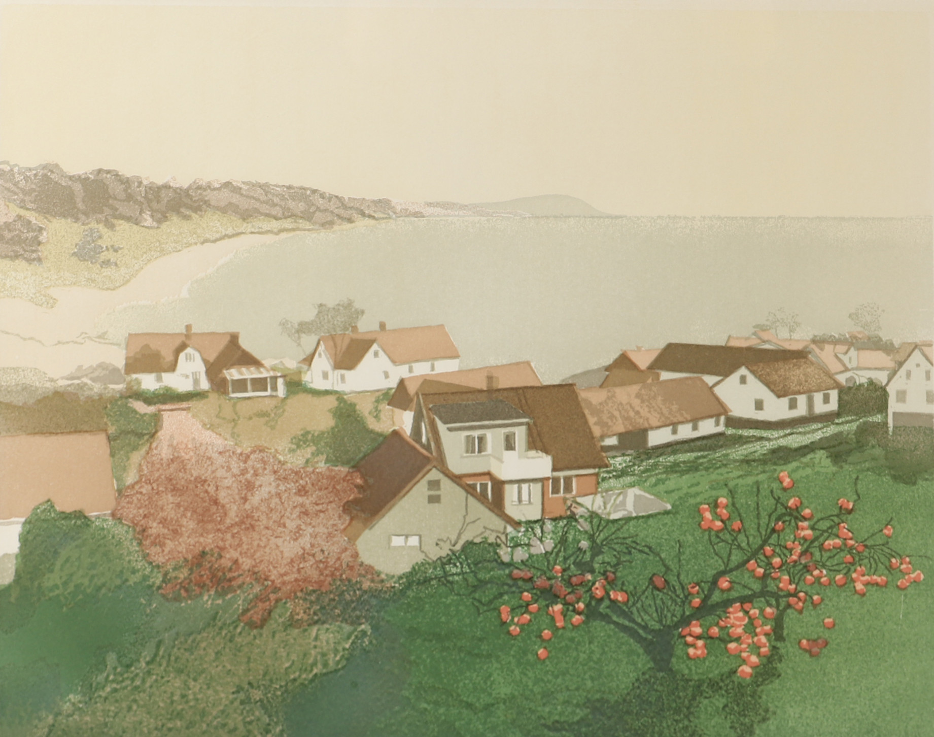 SVEN ÅKE SVENSSON. "Fruktträdgård i Vik", träsnitt, signerad.