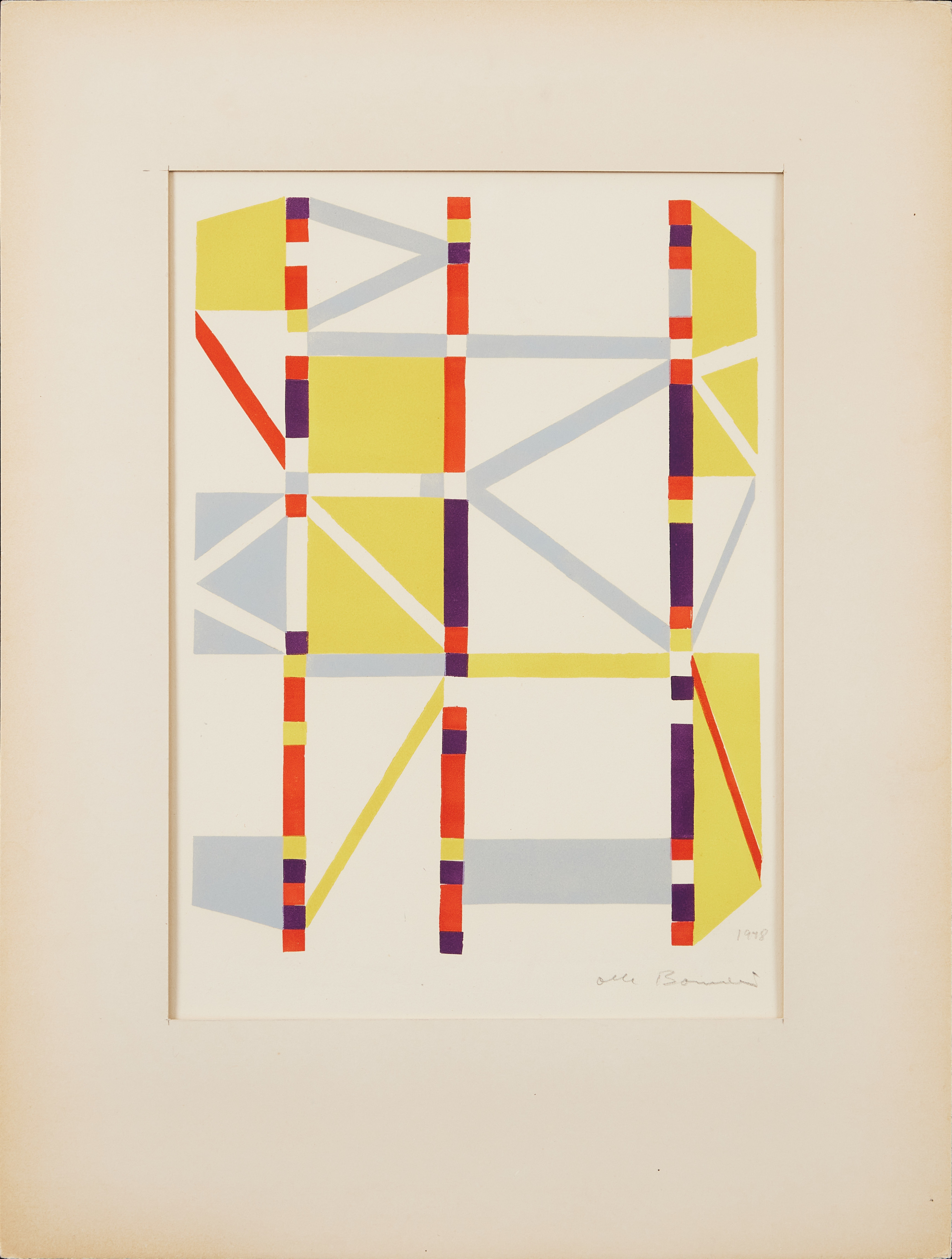 OLLE BONNIÉR. "Telefoni", färglitografi.