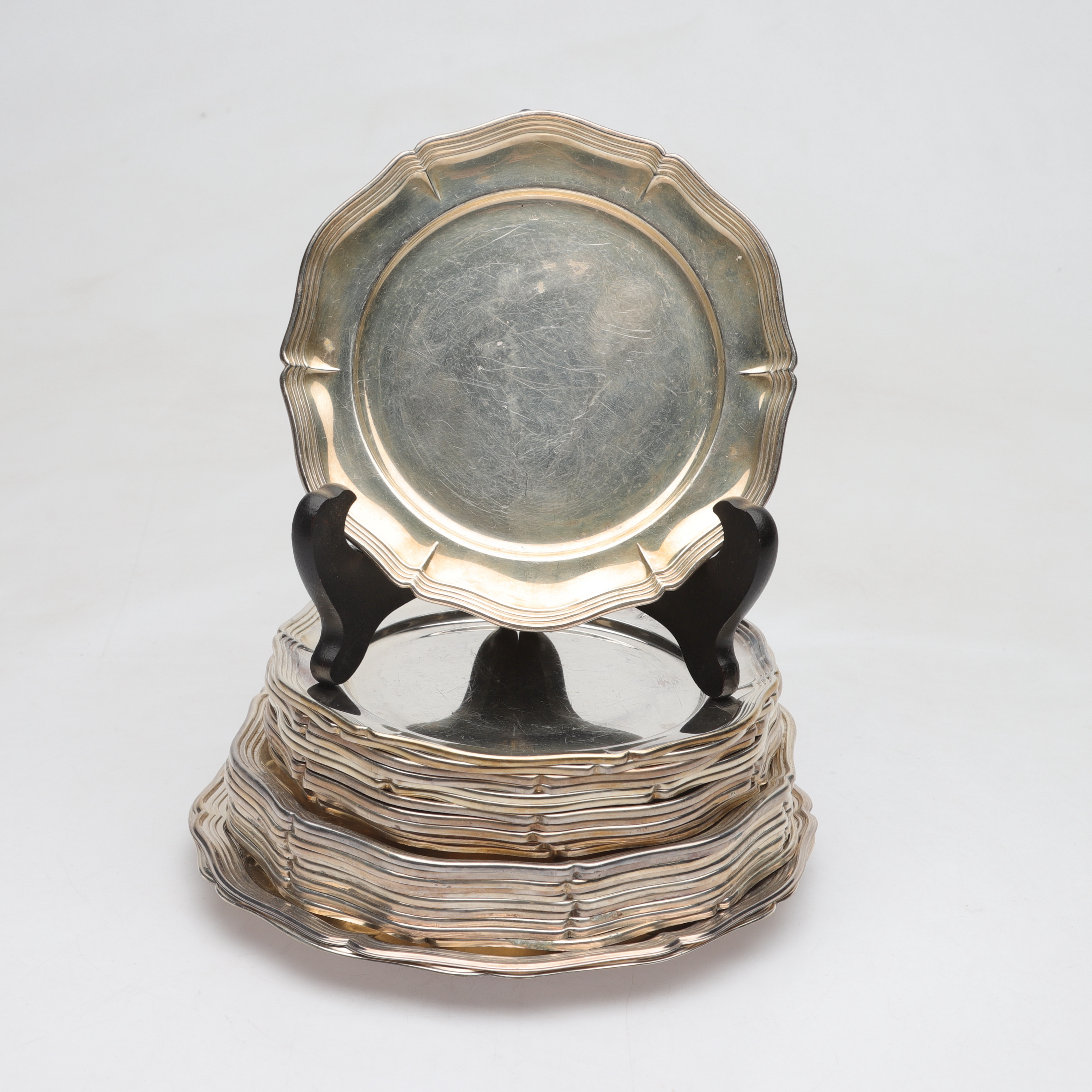 ASSIETTER-/FAT, 24 st, nysilver, 1900-tal.