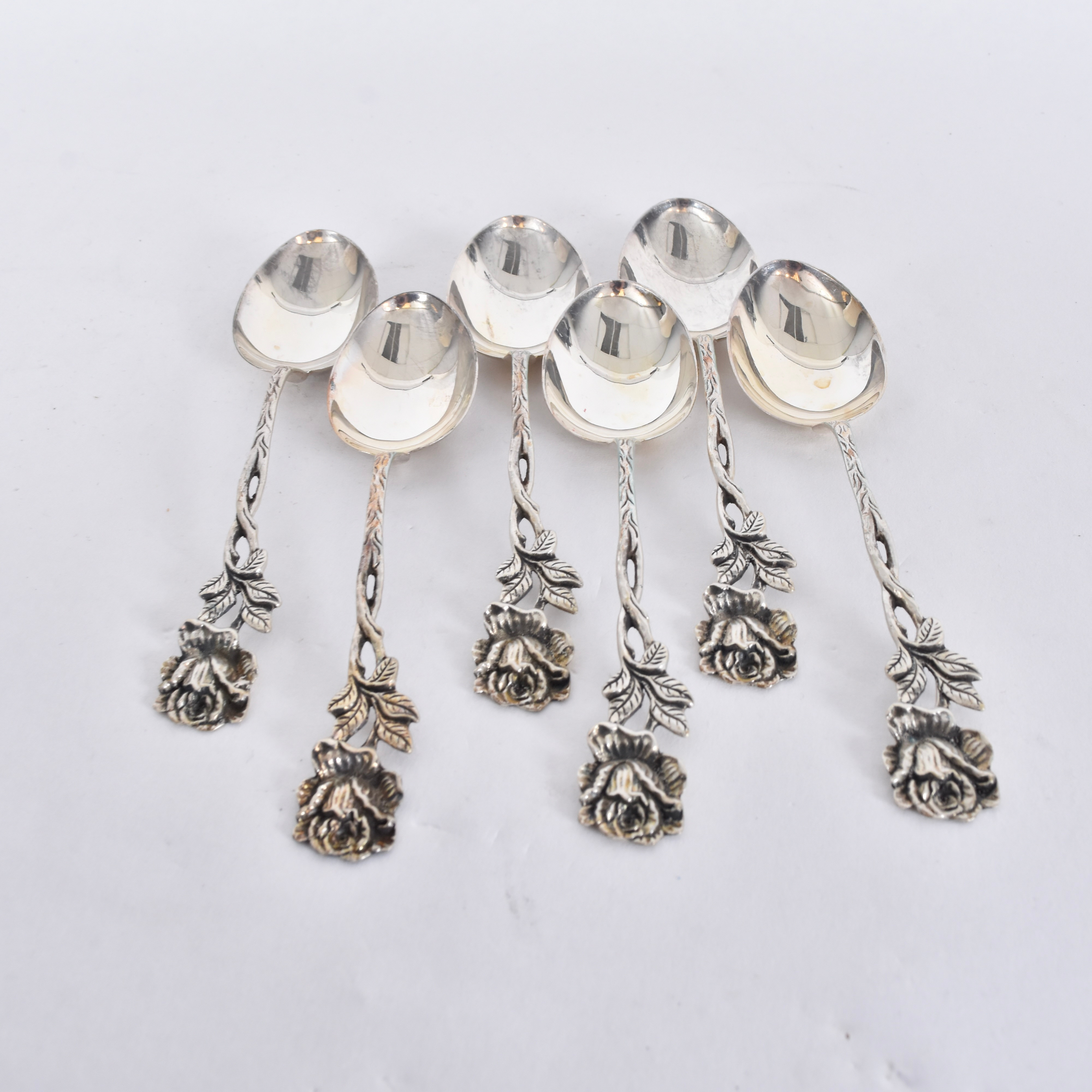 DESSERTSKEDAR, 6 st, silver, Rosen, Gösta Wessfeldt Malmö.