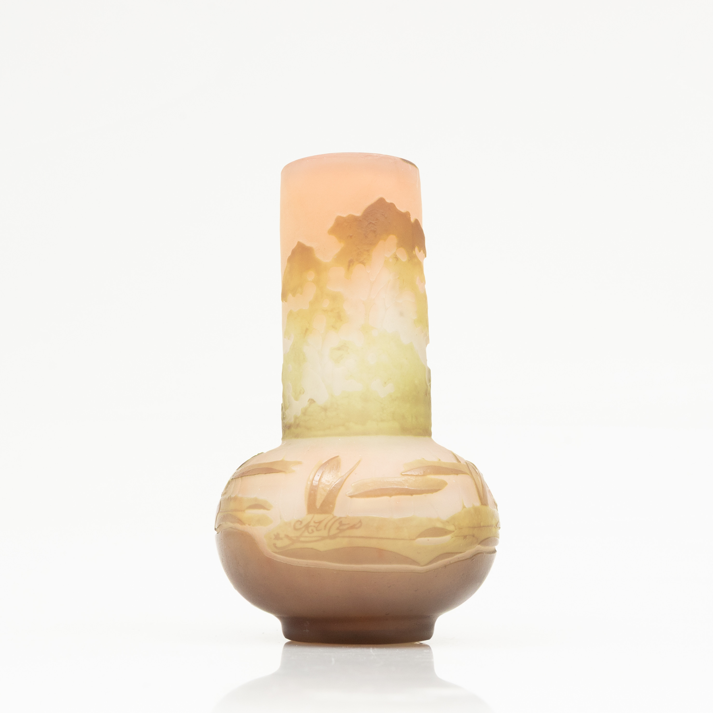 ÉMILE GALLÉ. Vas, glas, art nouveau, Nancy, signerad.