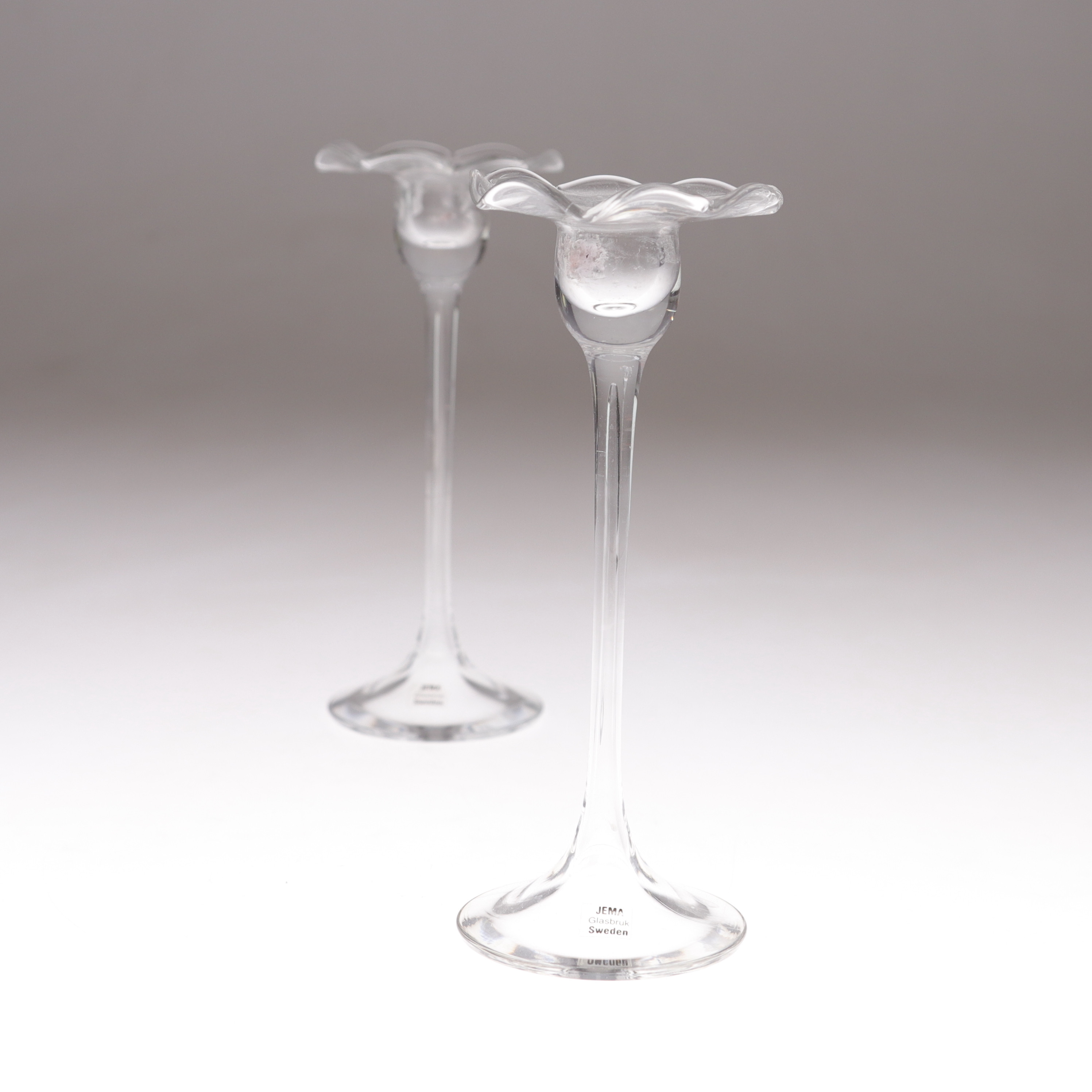 LJUSSTAKAR, 1 par, glas, Jema glasbruk, Sverige.