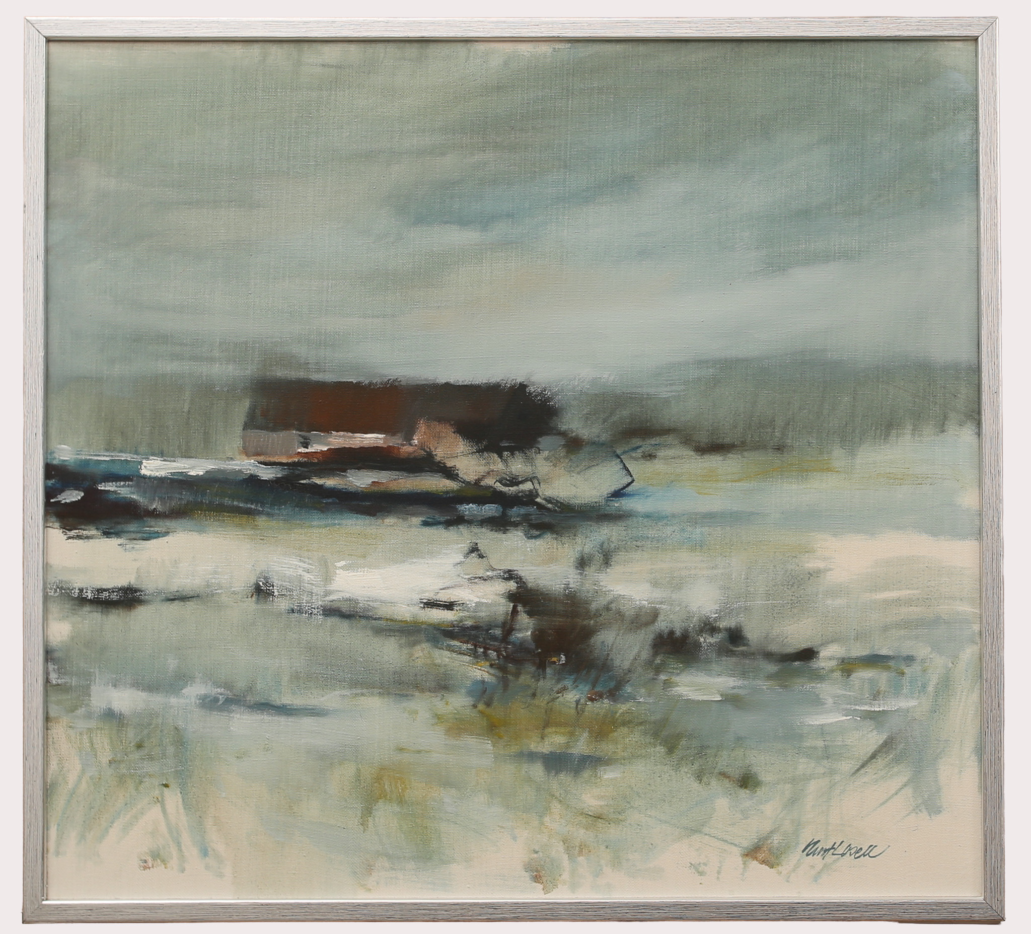 KURT  LOSELL. Olja på duk, skånegård i Hästveda trakt, signerad.