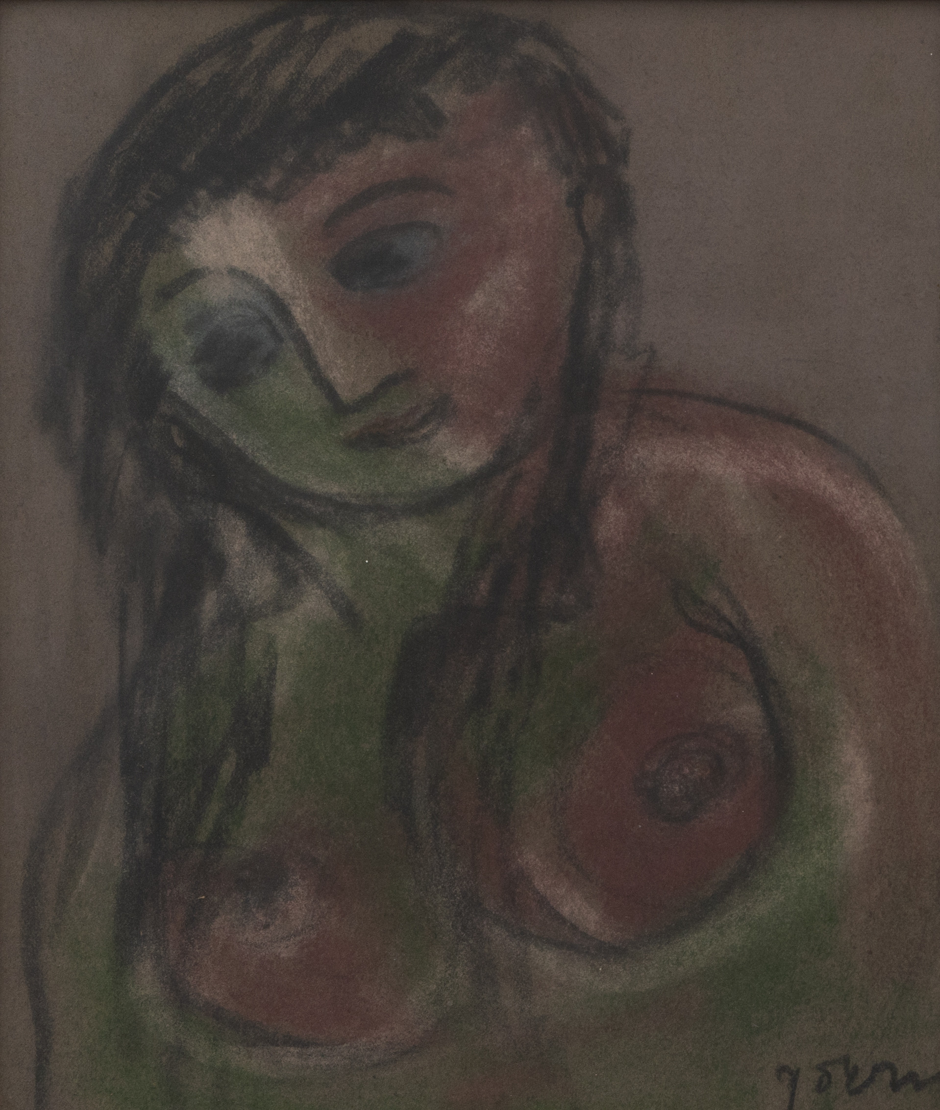 IVAN JORDELL. Kvinnomotiv, pastell, signerad.