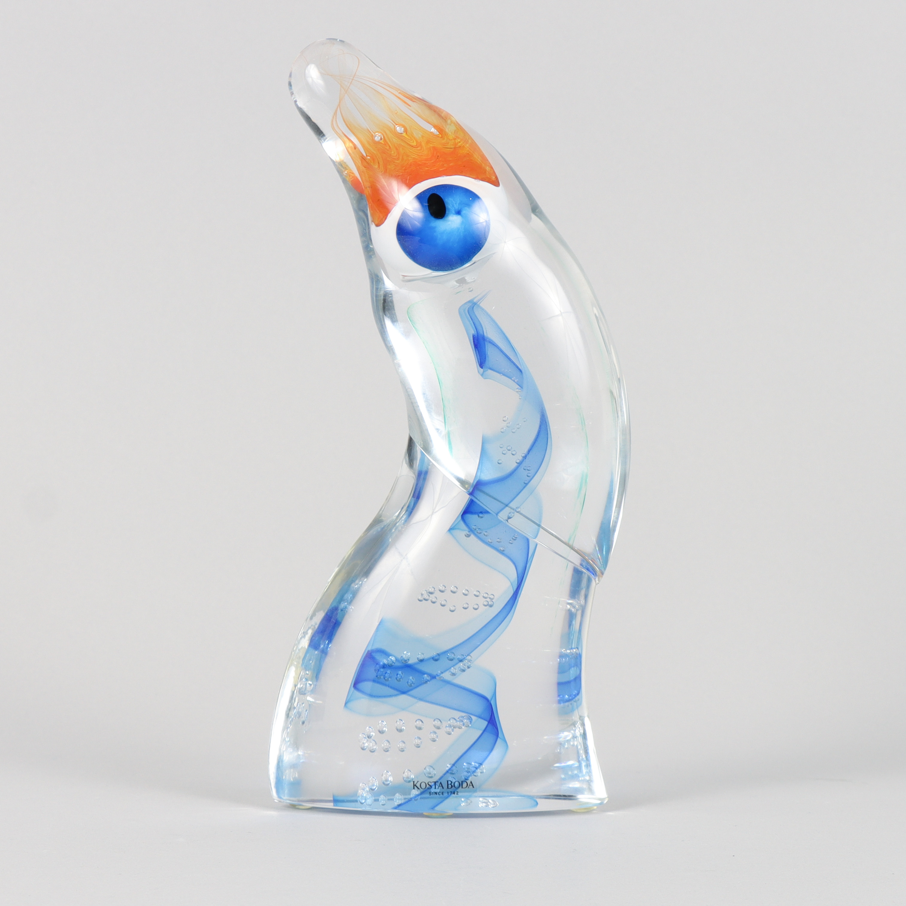 KJELL ENGMAN. Skulptur, glas, Kosta Boda, signerad.