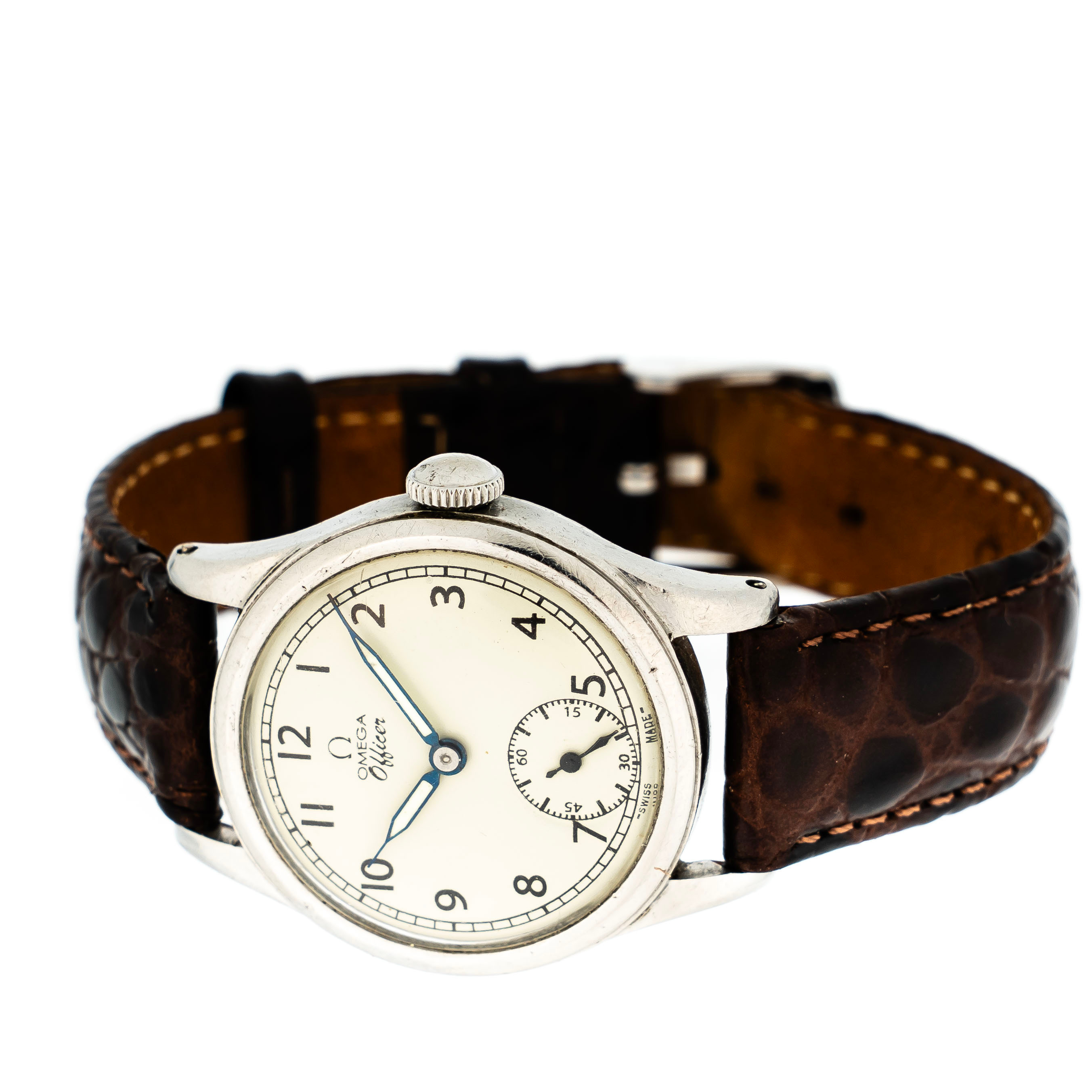 OMEGA. Armbandsur, "Officer", Rostfritt stål.