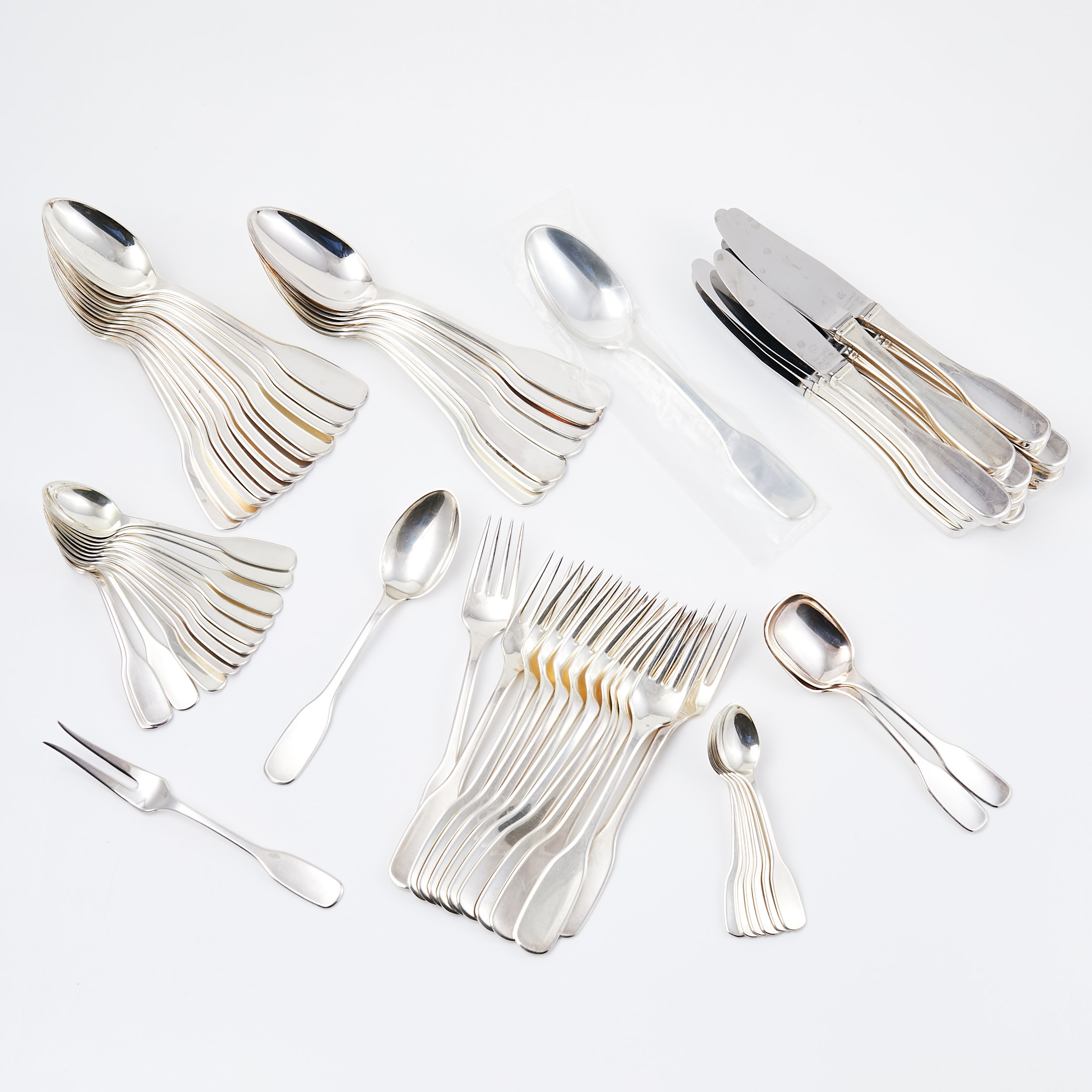 MATSILVERUPPSÄTTNING, sterlingsilver, 66 dlr, modell "Susanne", Hans Hansen, Köpenhamn, Danmark.